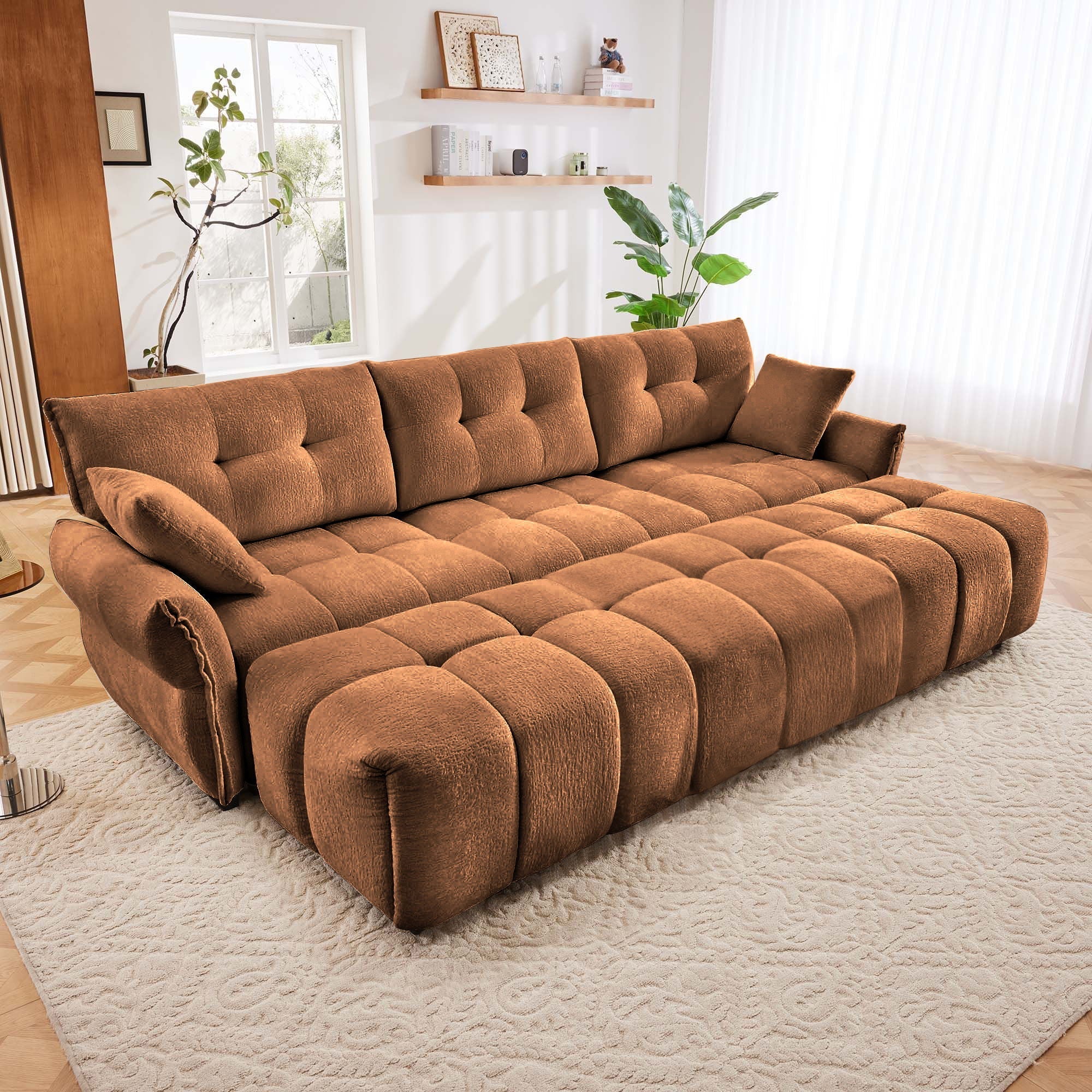 Sofa Set With Ottoman And Pillows, Textured, High Resilience Cushions - Image 69