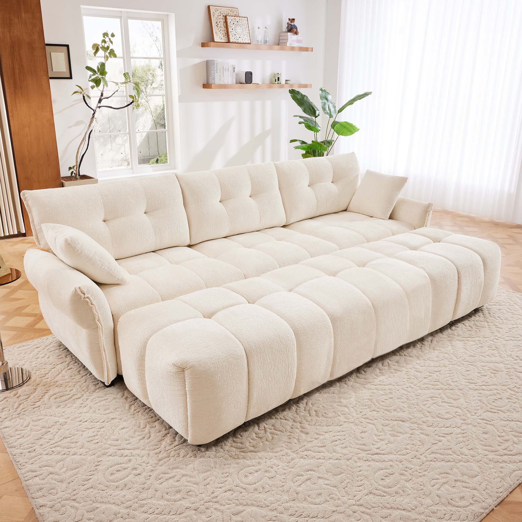 Sofa Set With Ottoman And Pillows, Textured, High Resilience Cushions - Image 70