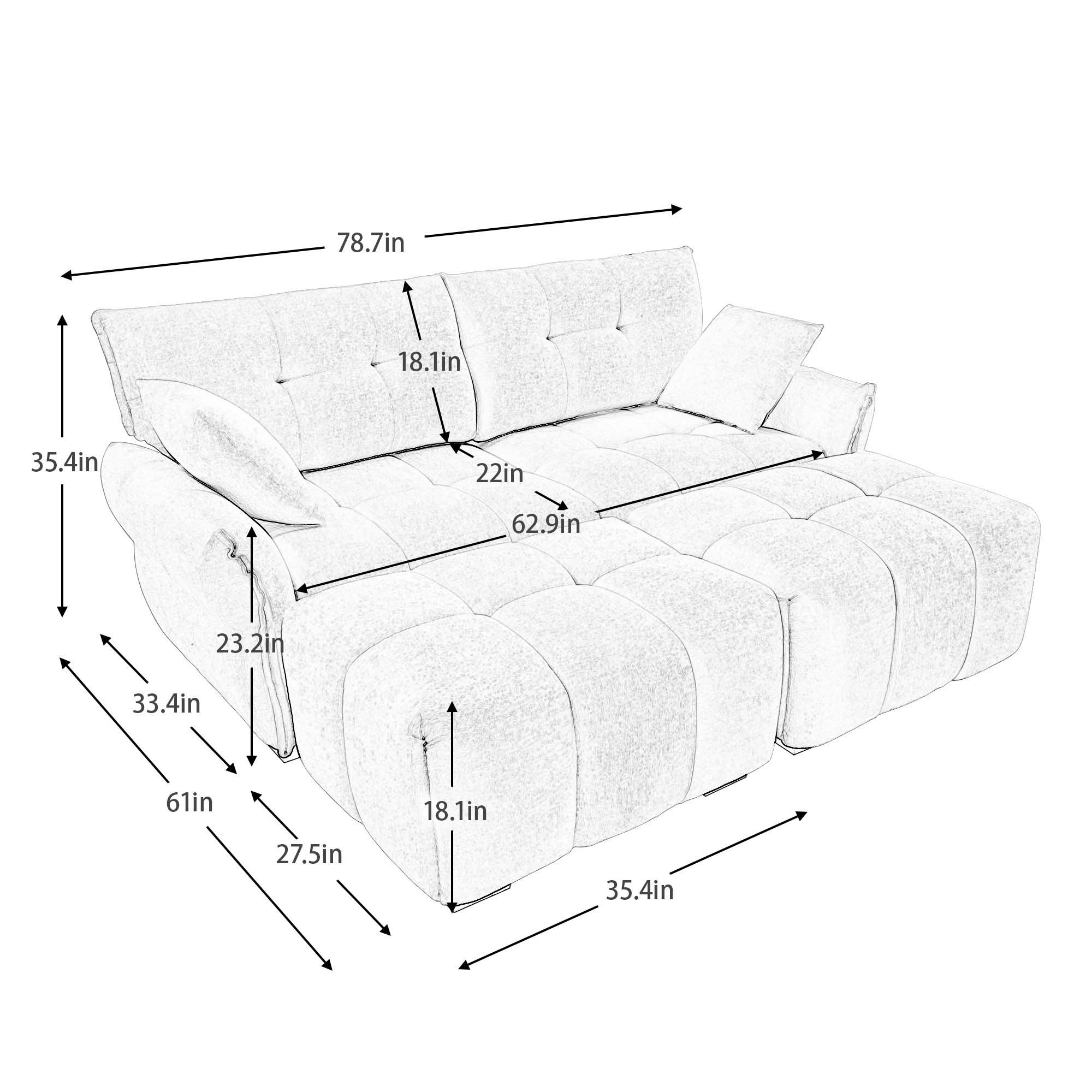 Sofa Set With Ottoman And Pillows, Textured, High Resilience Cushions - Image 71