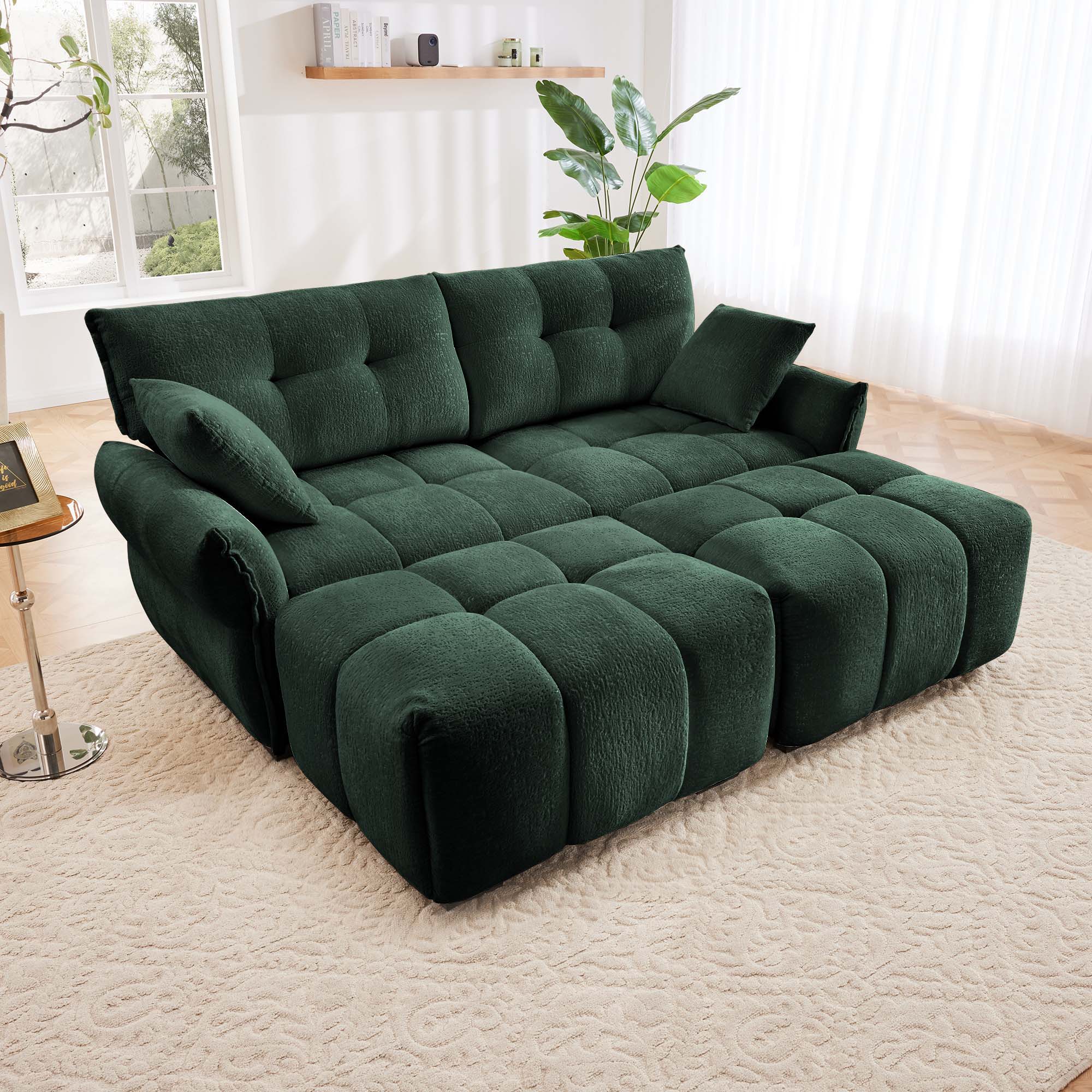 Sofa Set With Ottoman And Pillows, Textured, High Resilience Cushions - Image 73