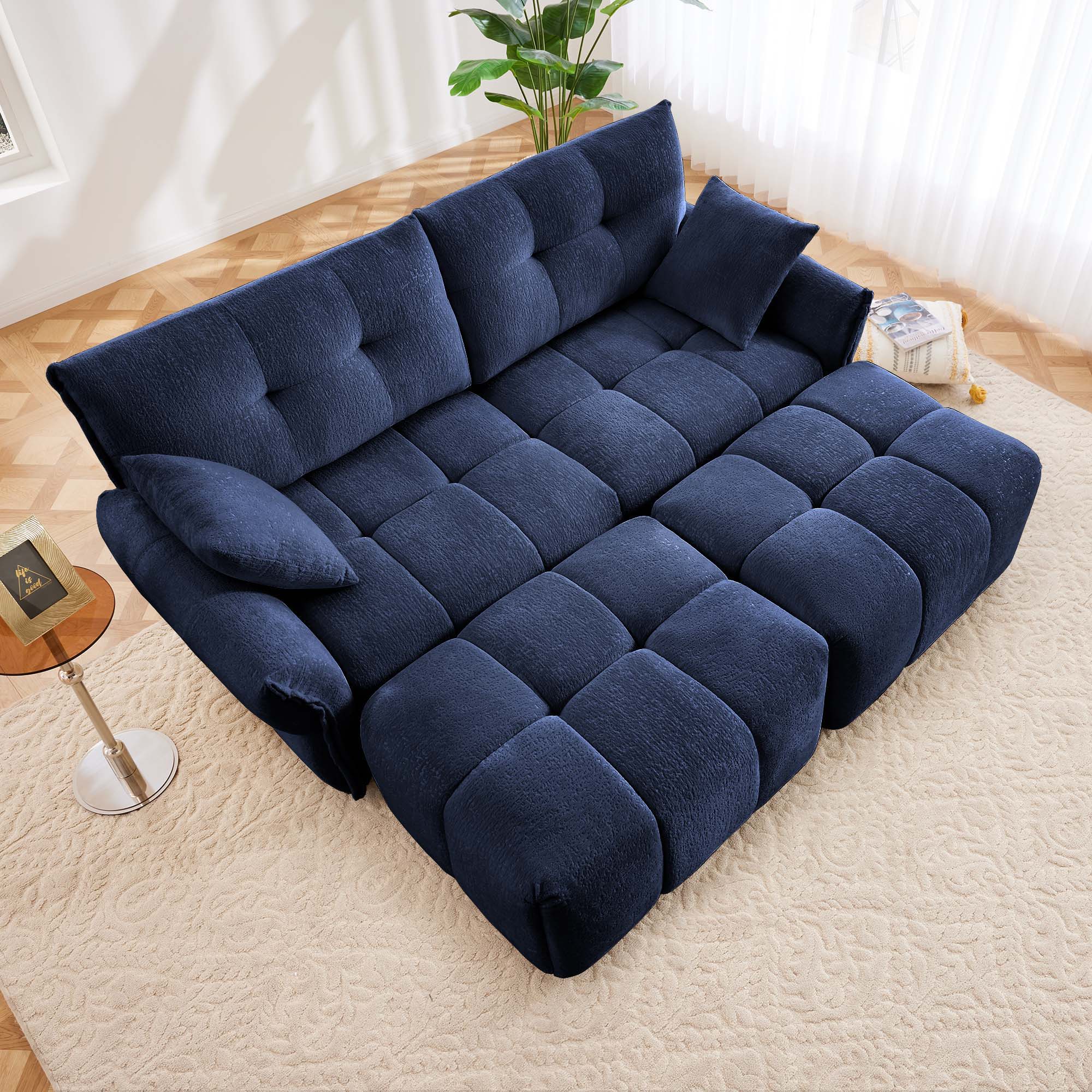 Sofa Set With Ottoman And Pillows, Textured, High Resilience Cushions - Image 75