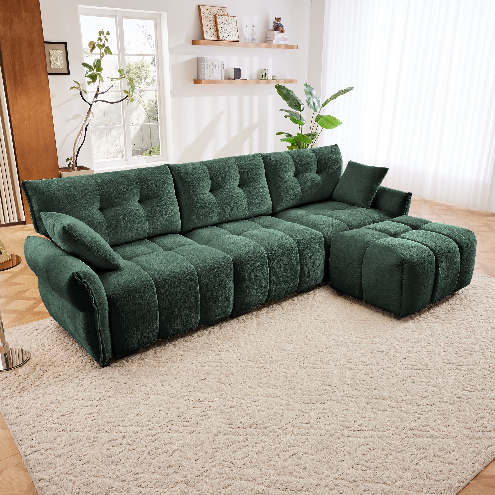 Sofa Set With Ottoman And Pillows, Textured, High Resilience Cushions - Image 77