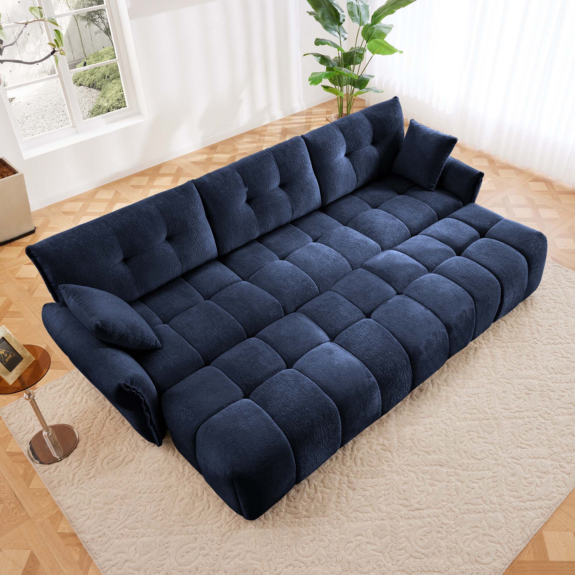 Sofa Set With Ottoman And Pillows, Textured, High Resilience Cushions - Image 82