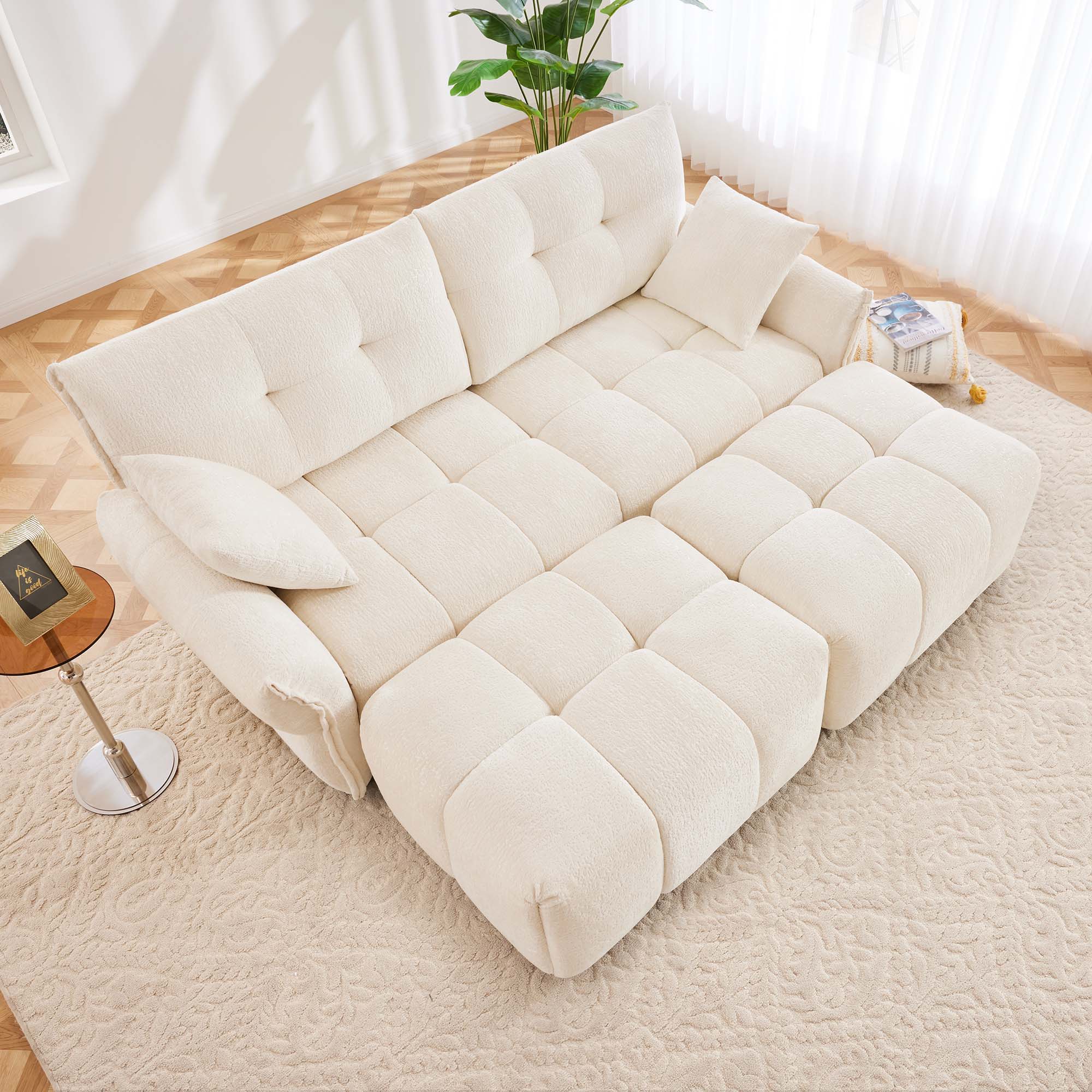 Sofa Set With Ottoman And Pillows, Textured, High Resilience Cushions - Image 86