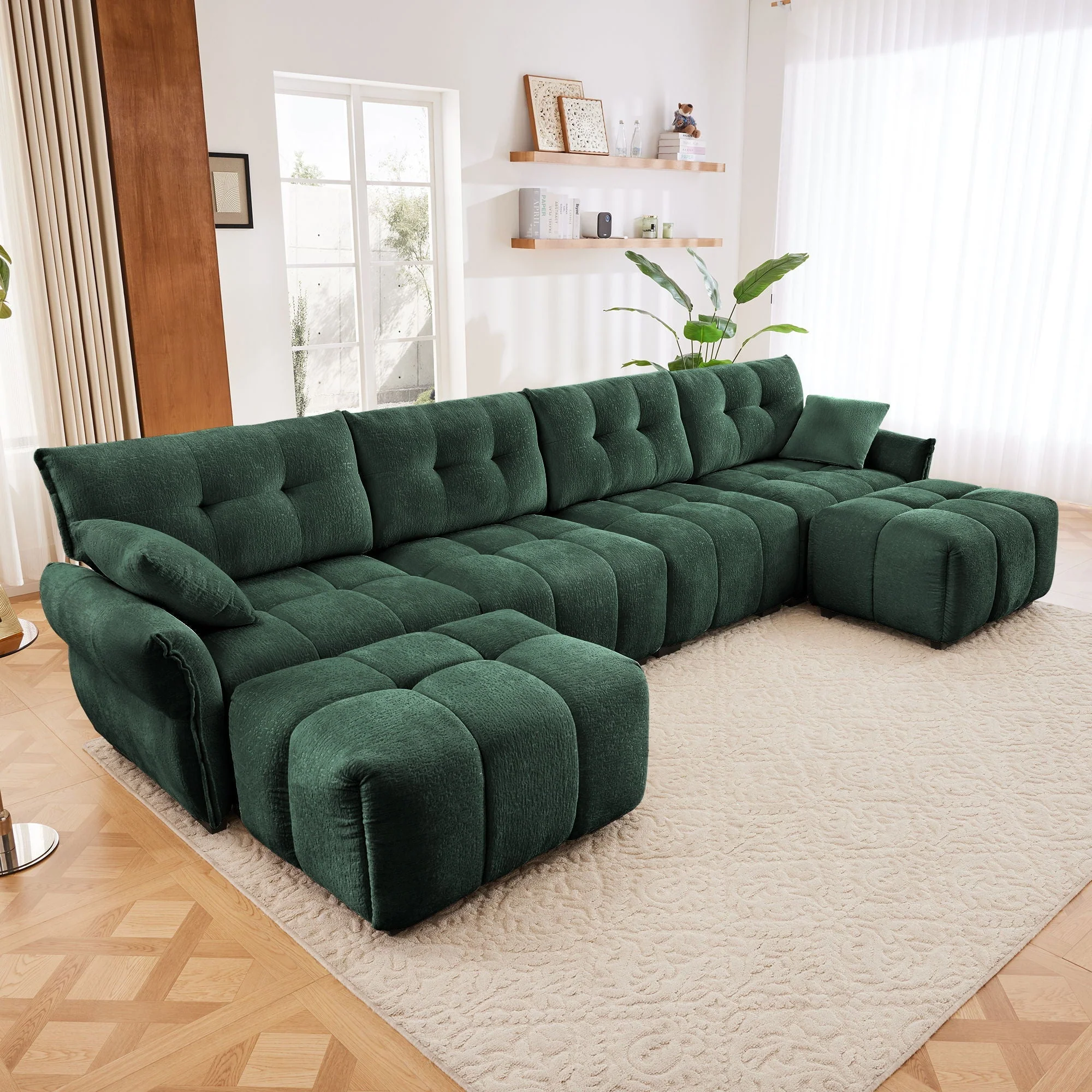 Sofa Set With Ottoman And Pillows, Textured, High Resilience Cushions - Image 87