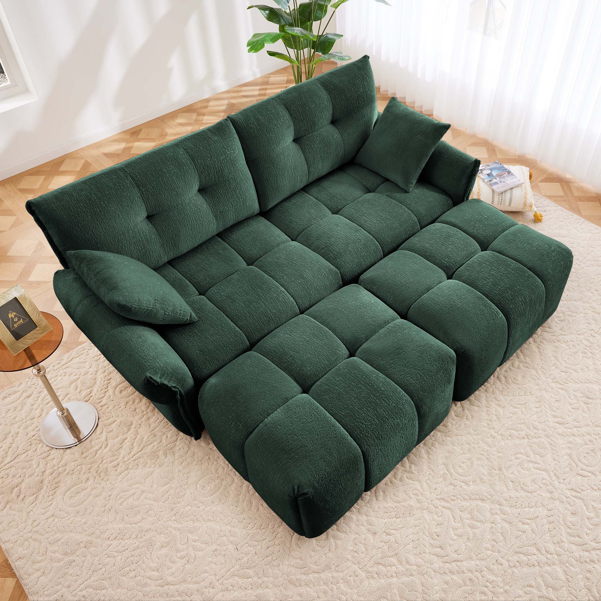 Sofa Set With Ottoman And Pillows, Textured, High Resilience Cushions - Image 90