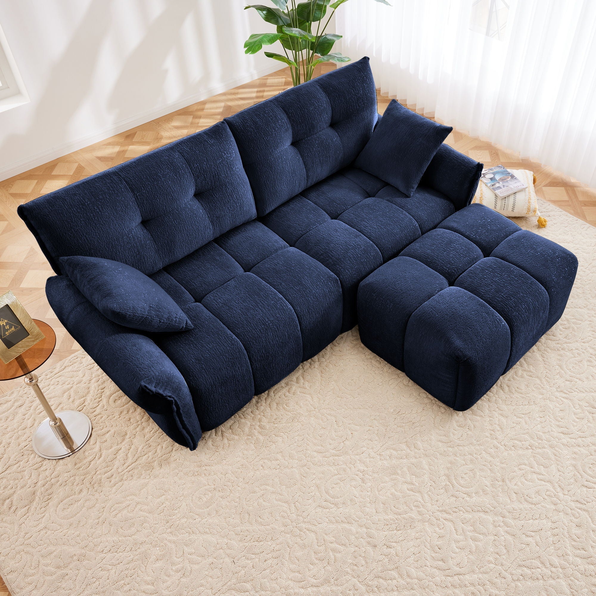 Sofa Set With Ottoman And Pillows, Textured, High Resilience Cushions - Image 91