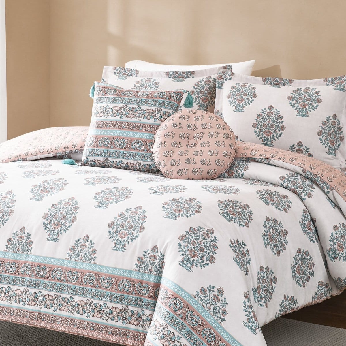 Sofia Flower Block Bouquet Comforter 5Pc Set - Image 10