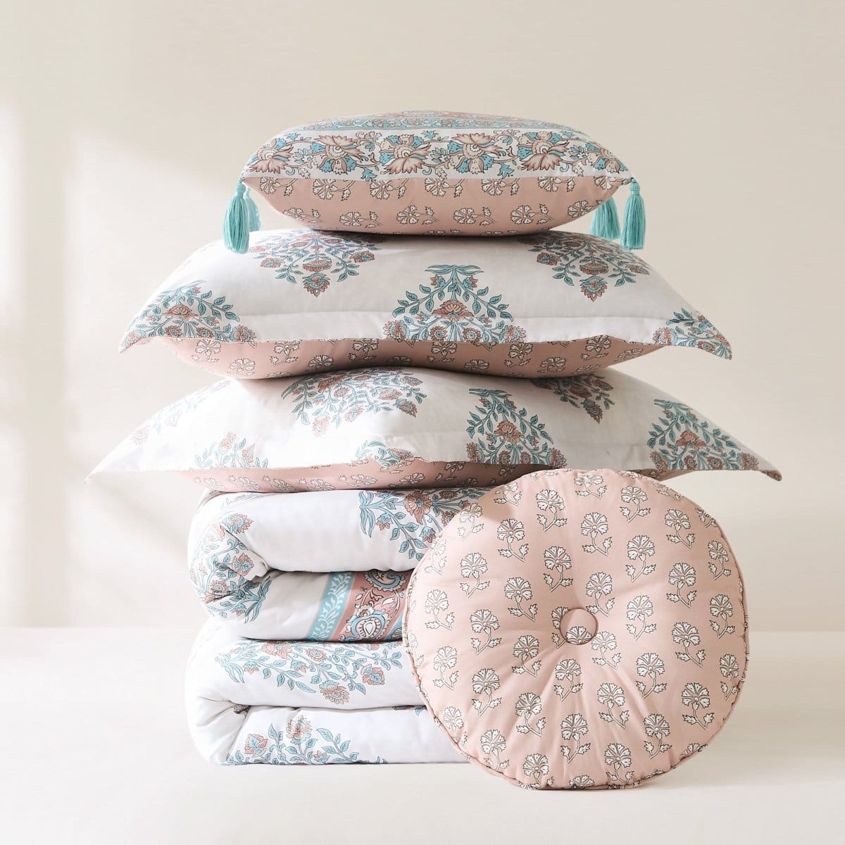 Sofia Flower Block Bouquet Comforter 5Pc Set - Image 4