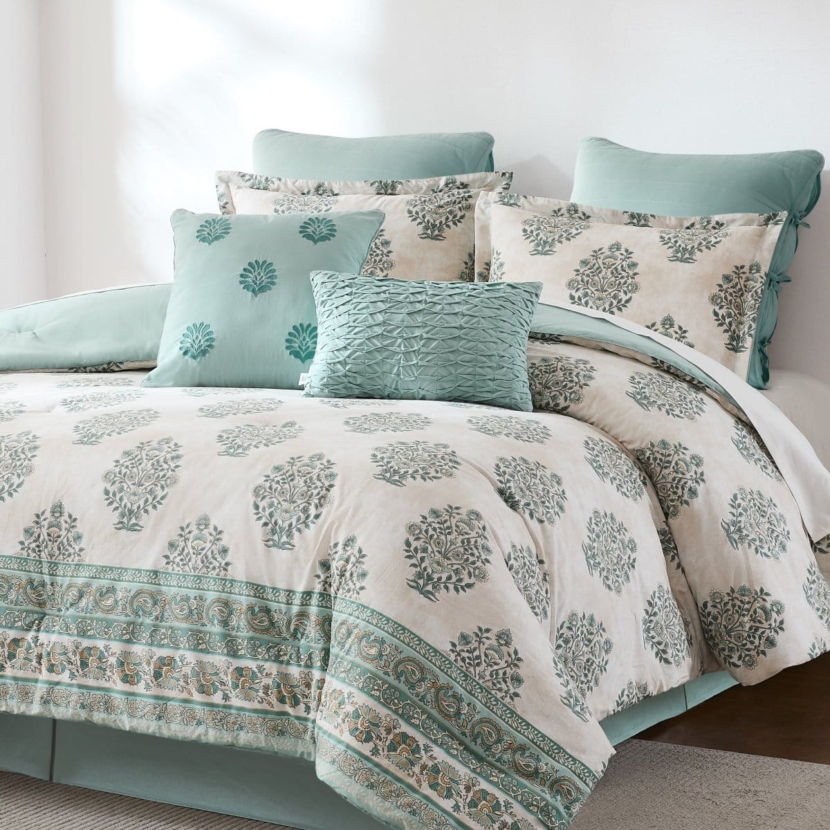 Sofia Flower Block Bouquet Cotton Comforter Set - Image 10