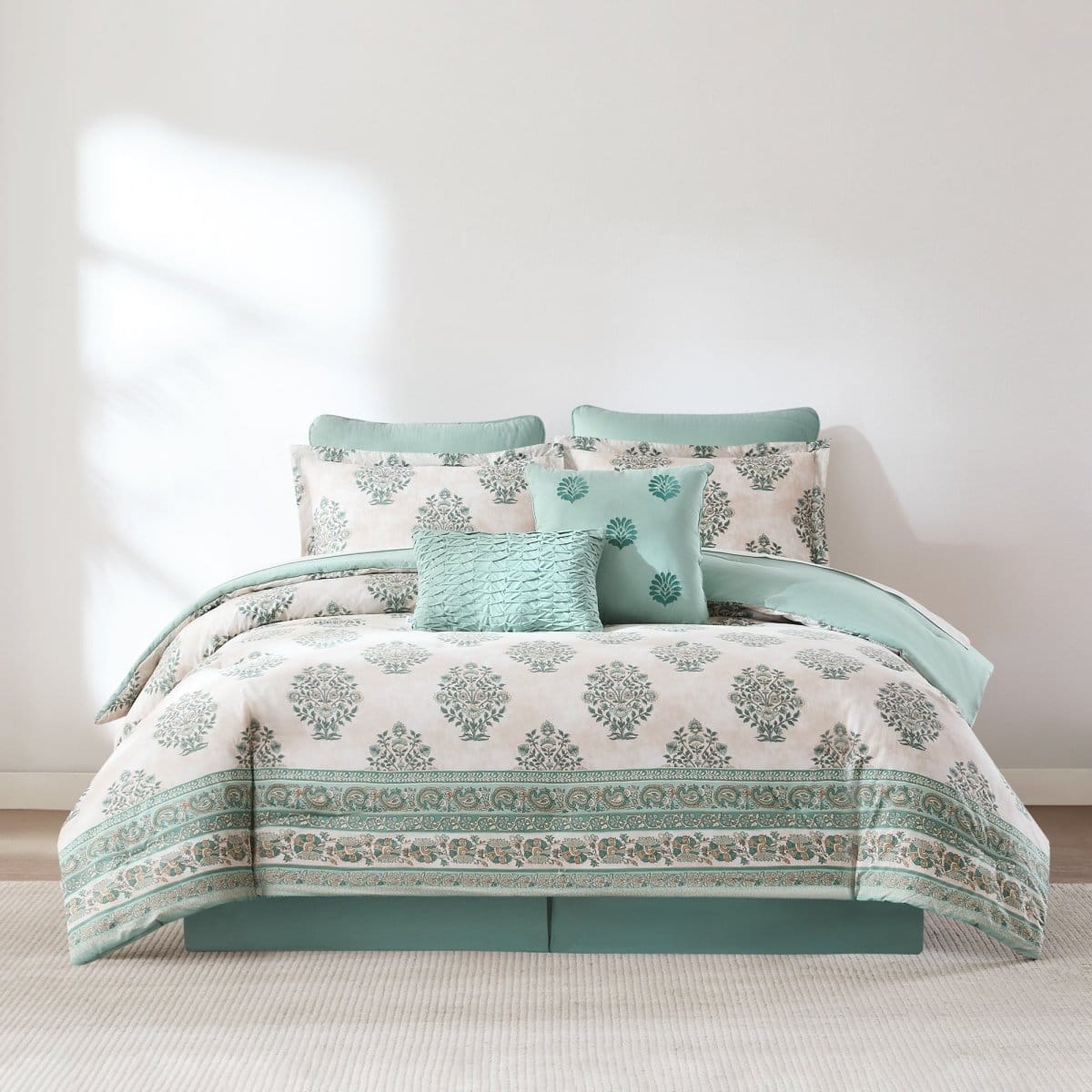 Sofia Flower Block Bouquet Cotton Comforter Set - Image 9
