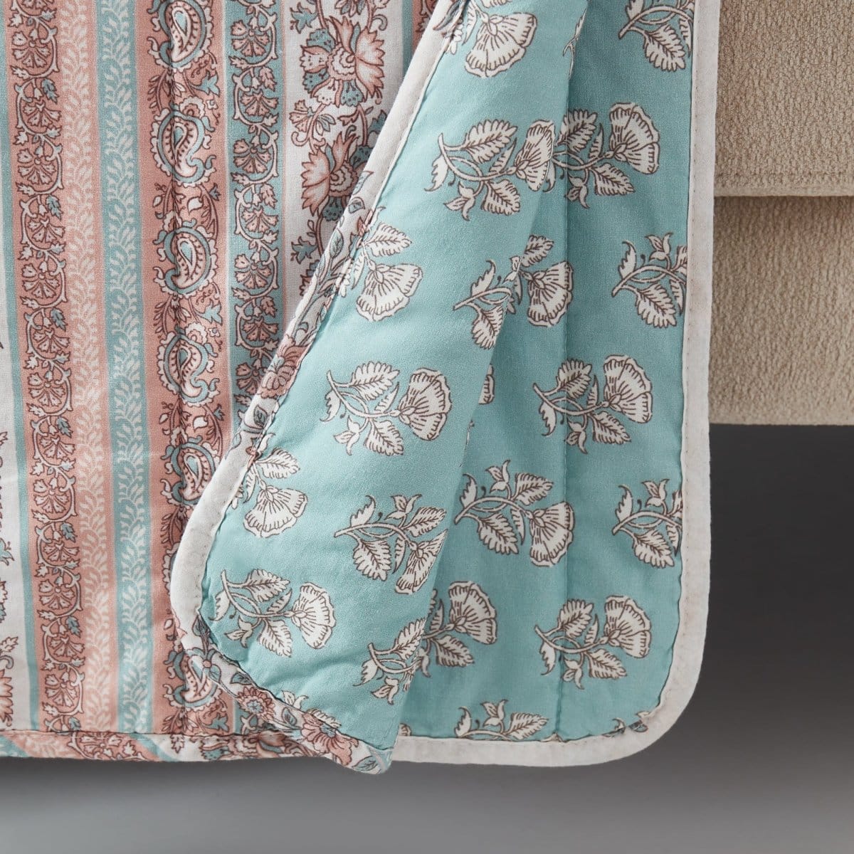 Sofia Flower Block Bouquet Reversible Cotton Throw Blanket - Image 2