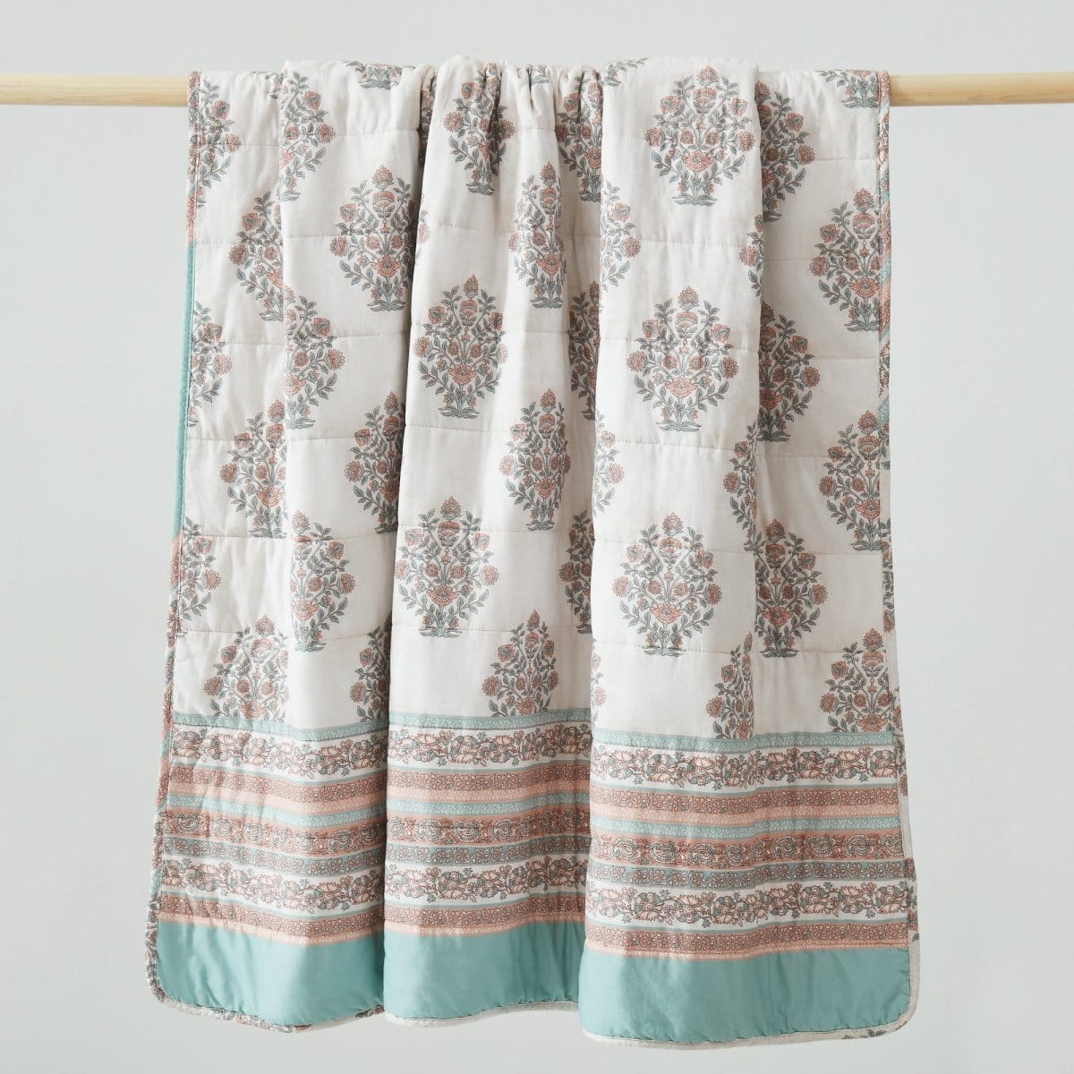 Sofia Flower Block Bouquet Reversible Cotton Throw Blanket - Image 3