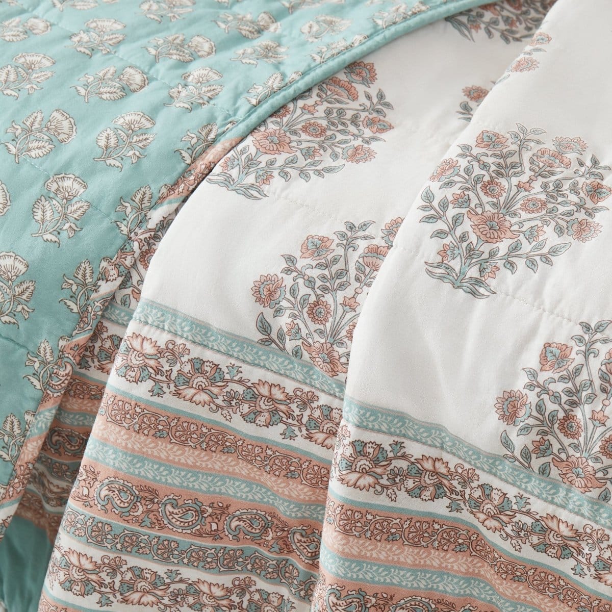 Sofia Flower Block Bouquet Reversible Cotton Throw Blanket - Image 4