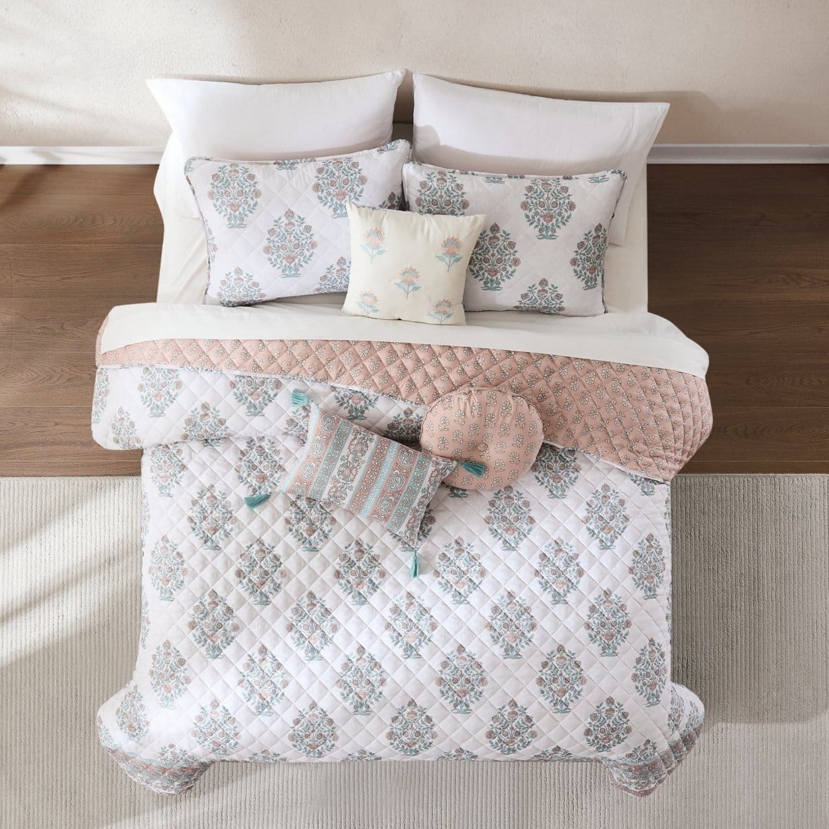 Sofia Flower Block Bouquet Reversible Quilt 6Pc Set - Image 10