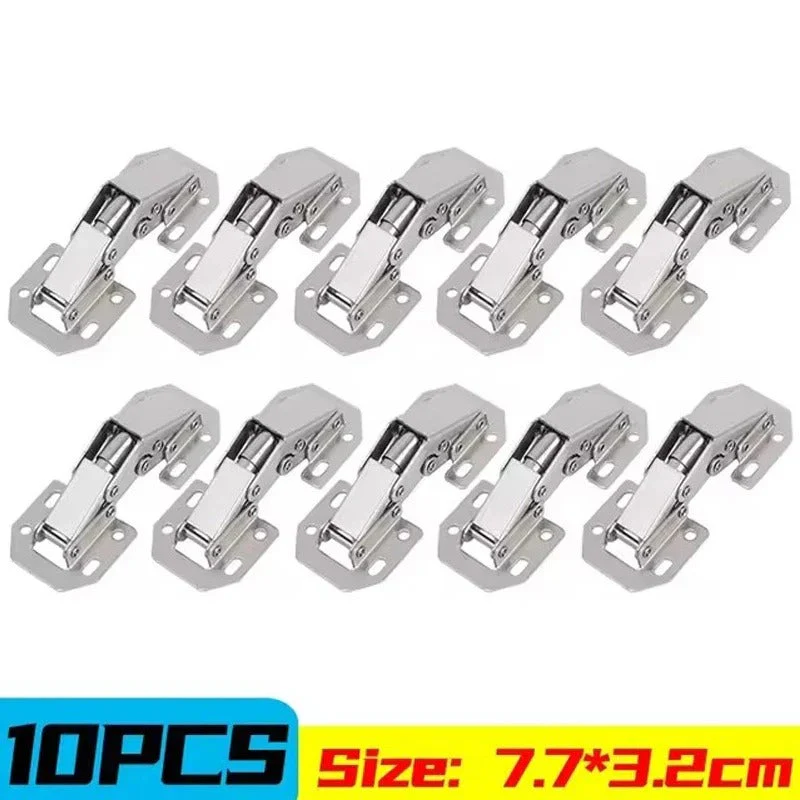 Soft Close Cabinet Hinges 90° Hydraulic Frameless Door Hinges Nickel Plated (10 Pack) - Image 4