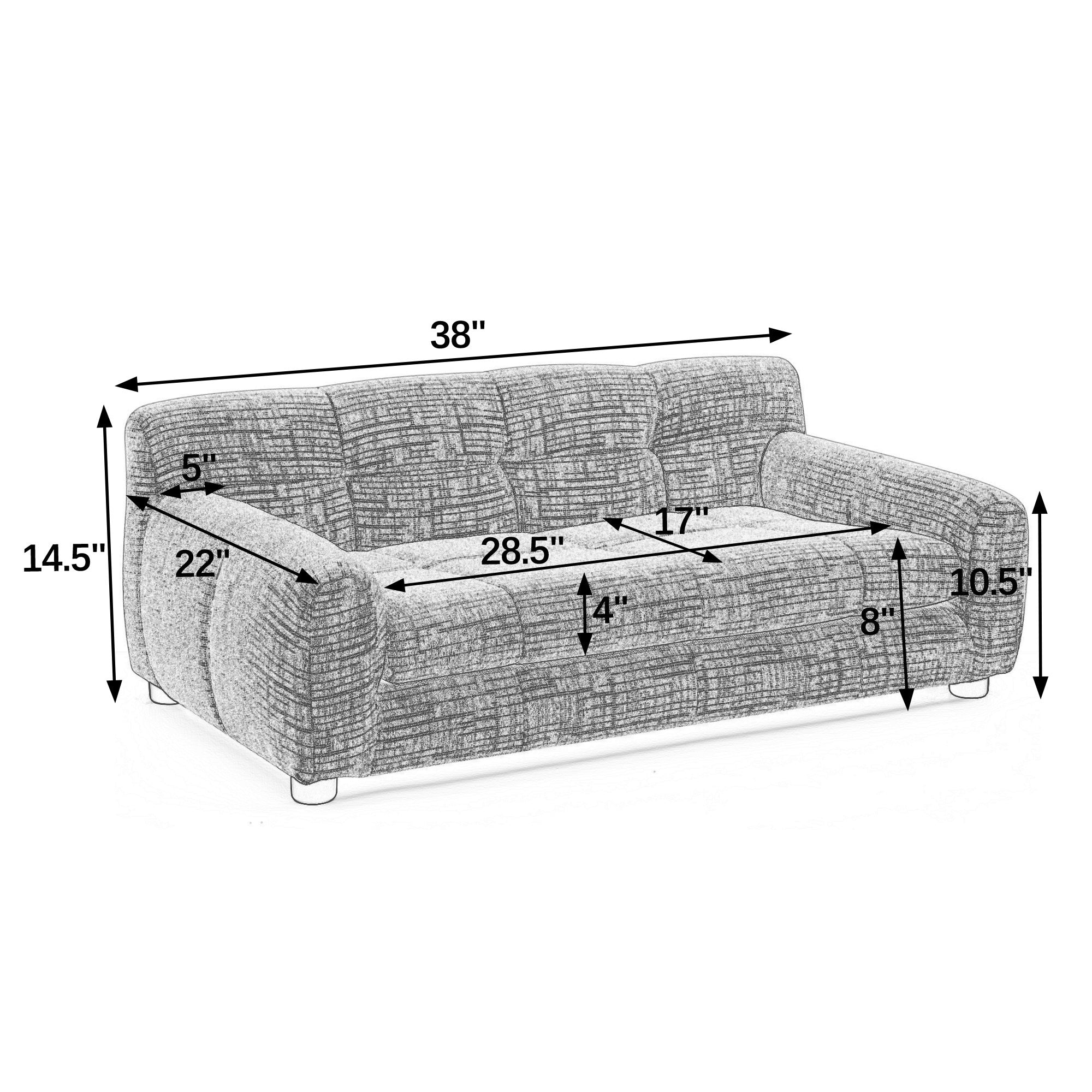 Soft Comfortable Pet Sofa with Backrest and Armrests in Blue - Image 12