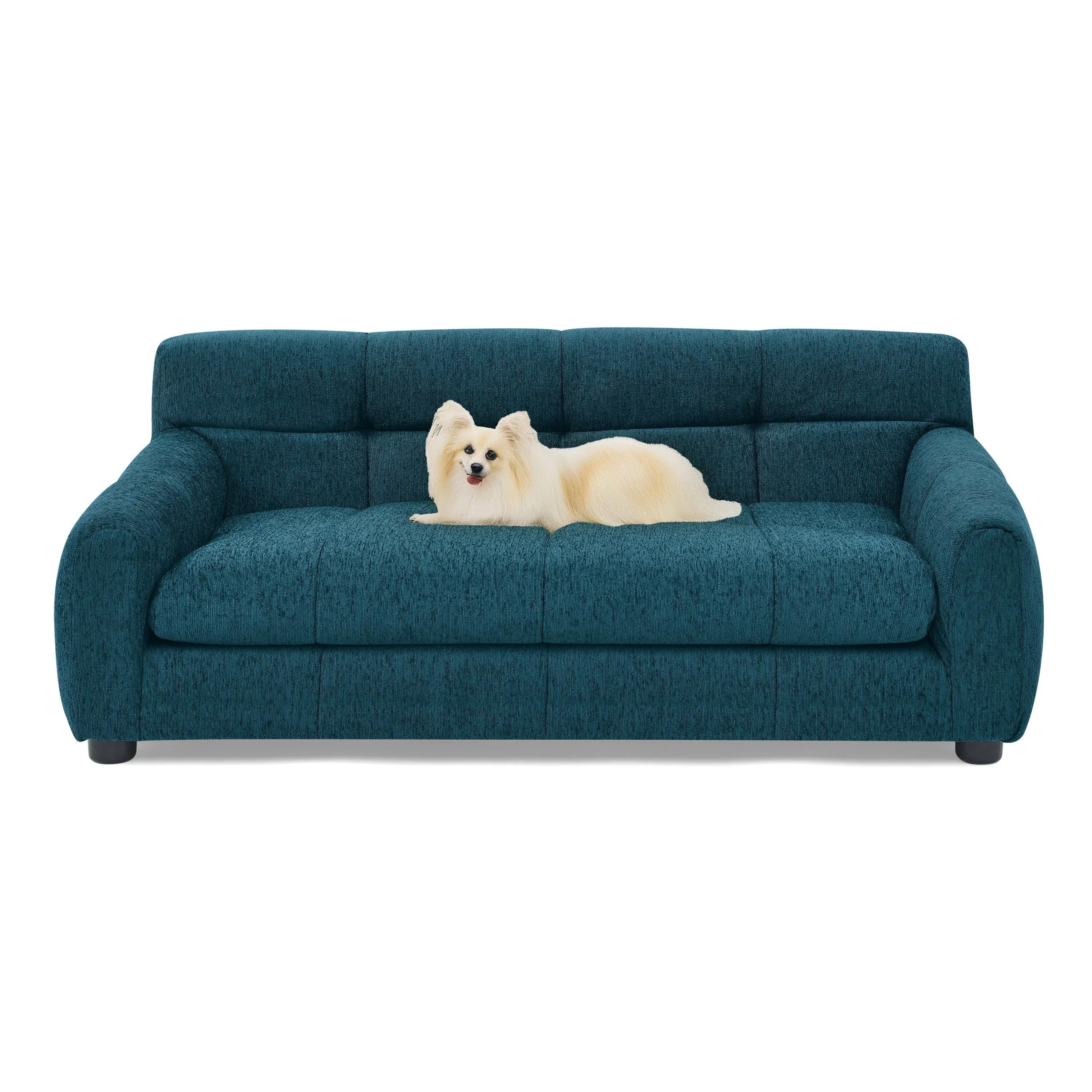 Soft Comfortable Pet Sofa with Backrest and Armrests in Blue - Image 7
