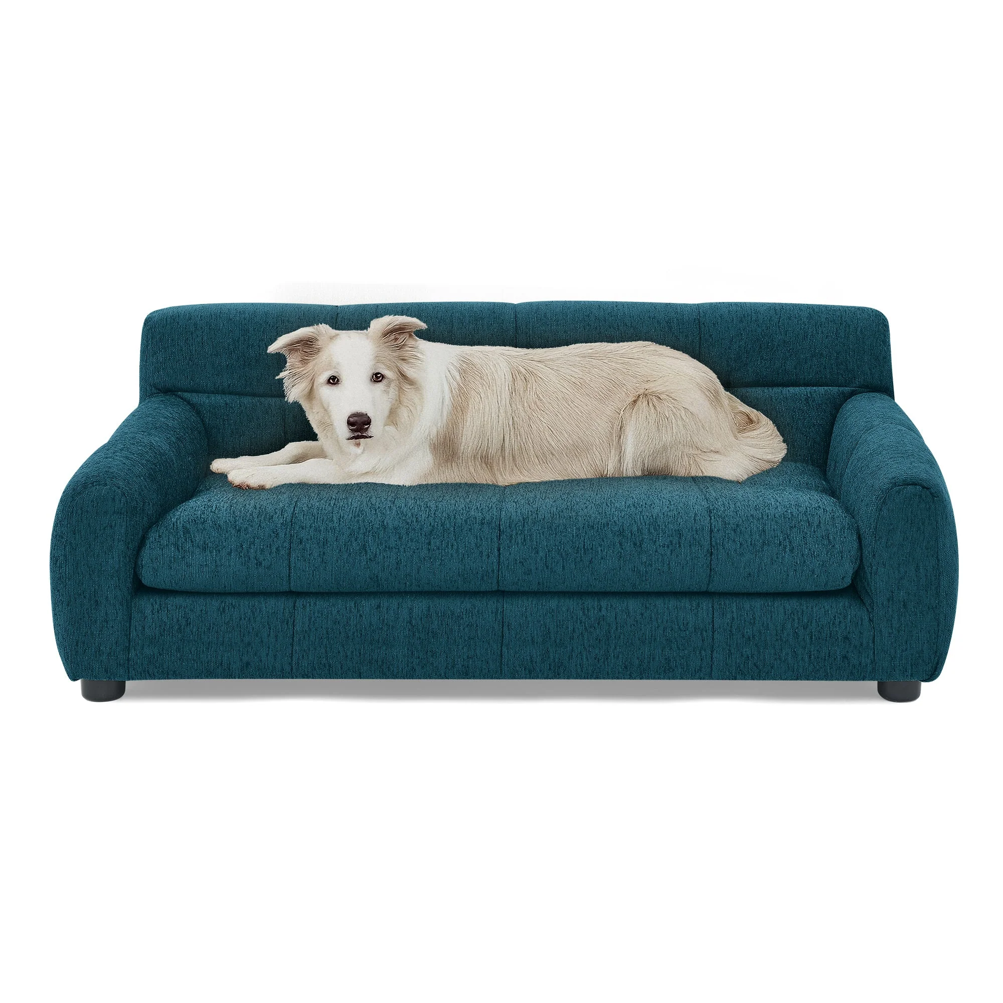 Soft Comfortable Pet Sofa with Backrest and Armrests in Blue - Image 8
