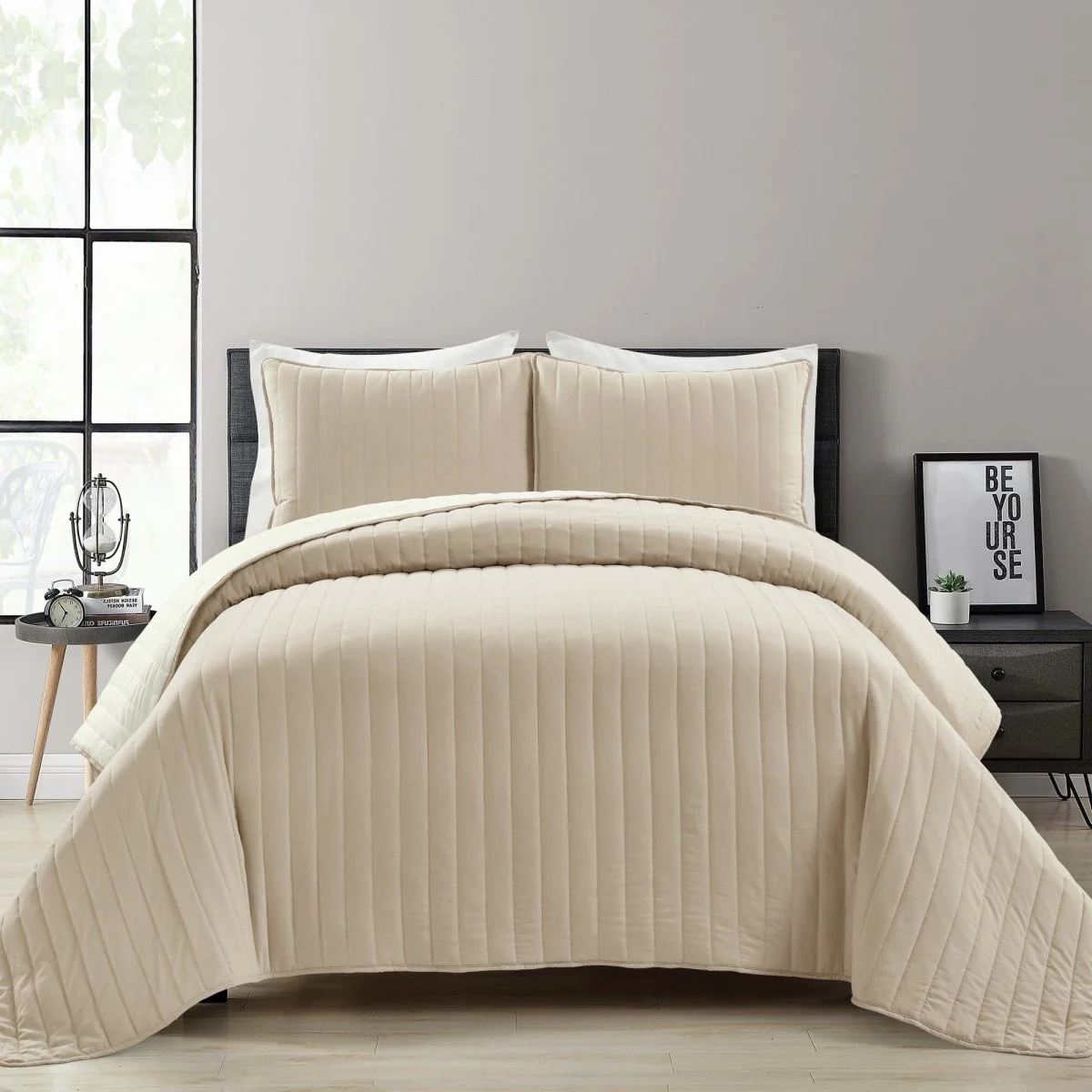 Soft Stripe All Season Quilt/Coverlet Set - Image 2