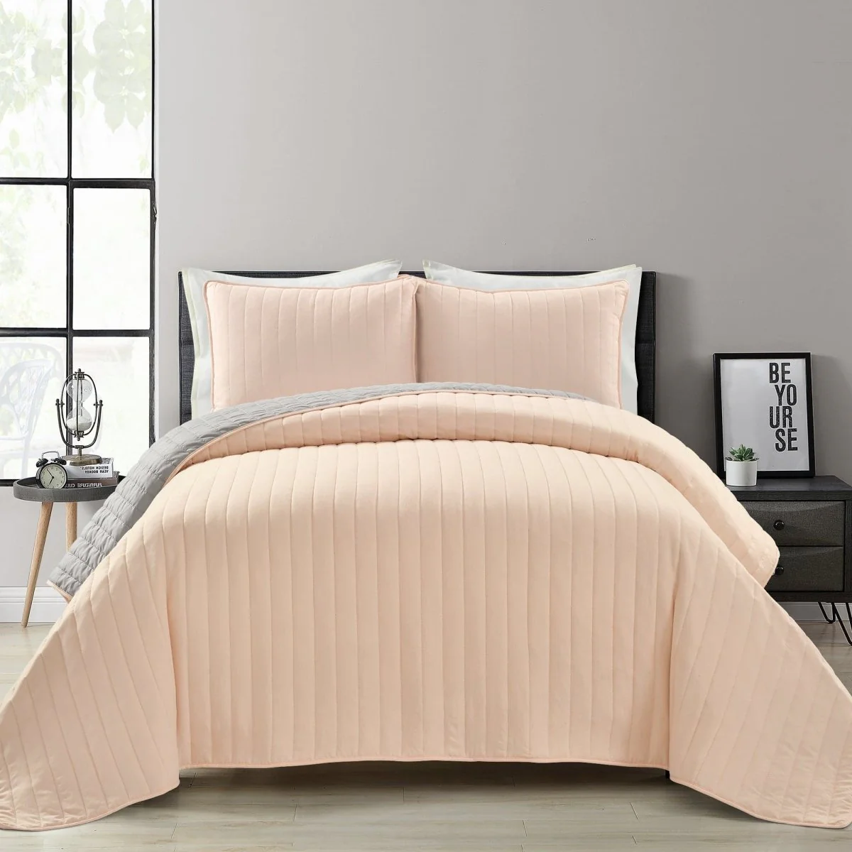 Soft Stripe All Season Quilt/Coverlet Set - Image 4