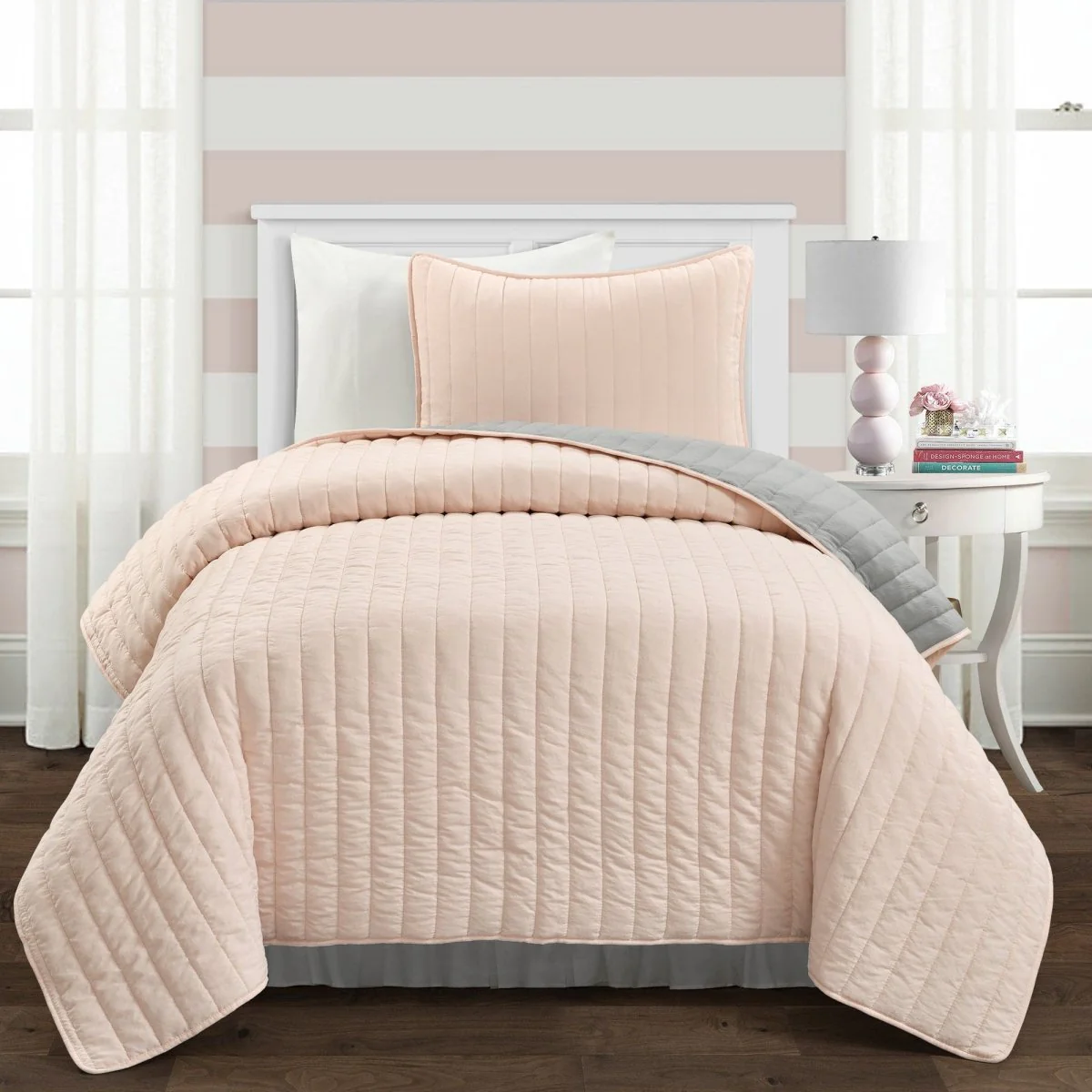 Soft Stripe All Season Quilt/Coverlet Set - Image 5