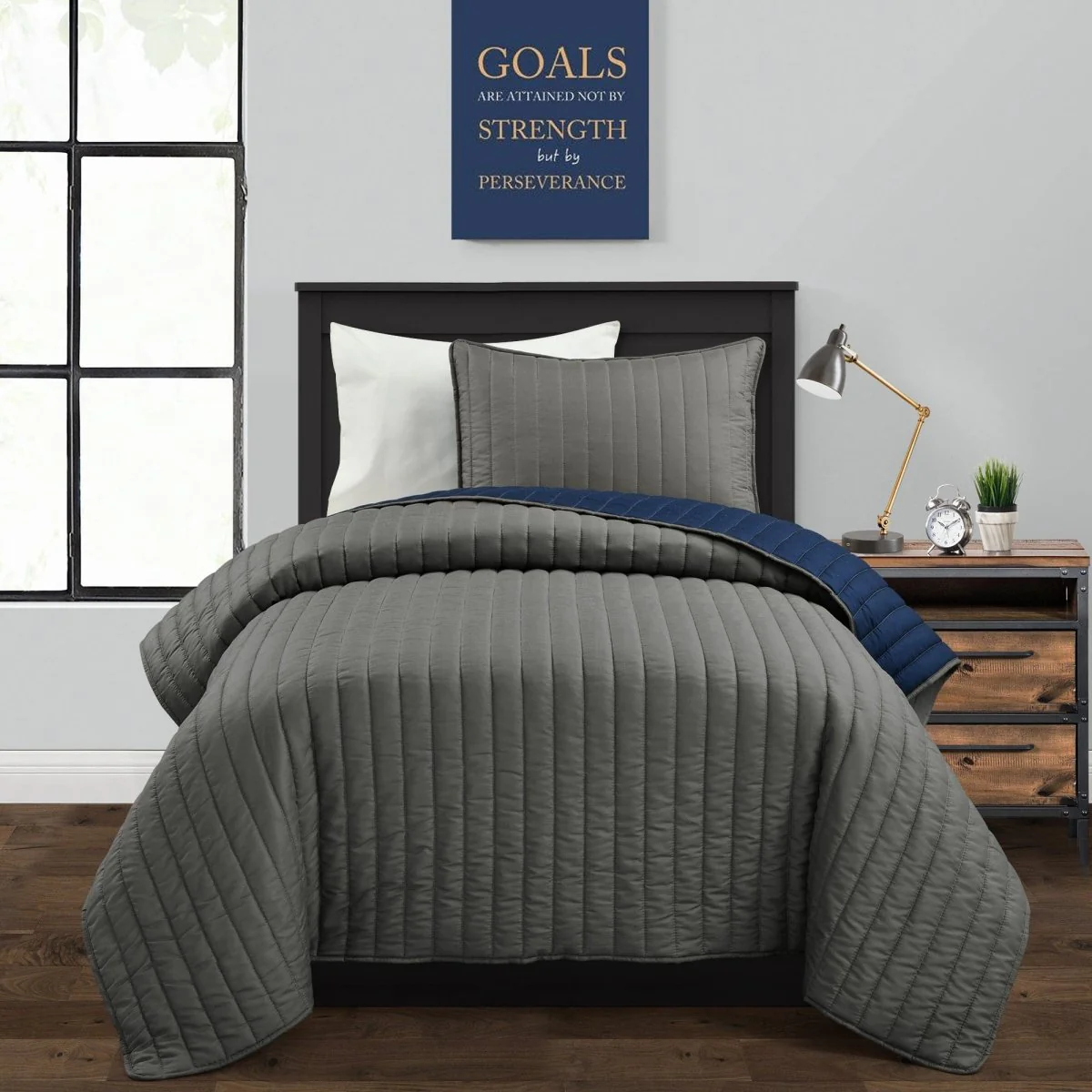 Soft Stripe All Season Quilt/Coverlet Set - Image 6