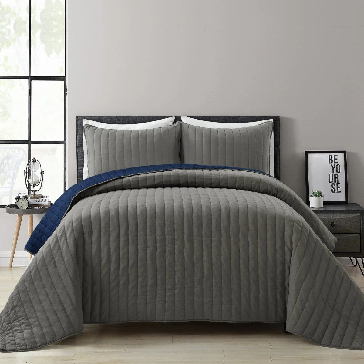 Soft Stripe All Season Quilt/Coverlet Set - Image 8