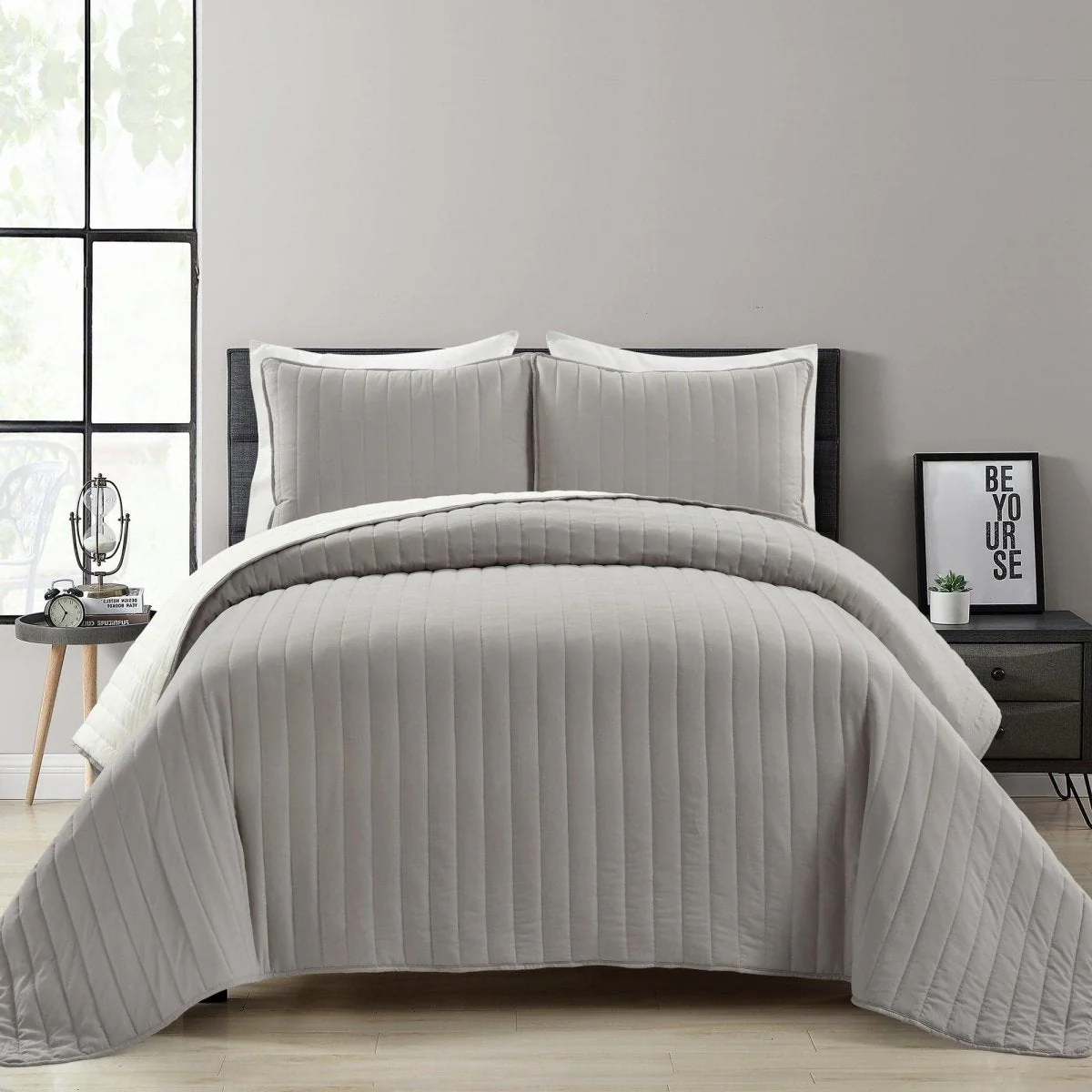 Soft Stripe All Season Quilt/Coverlet Set - Image 9