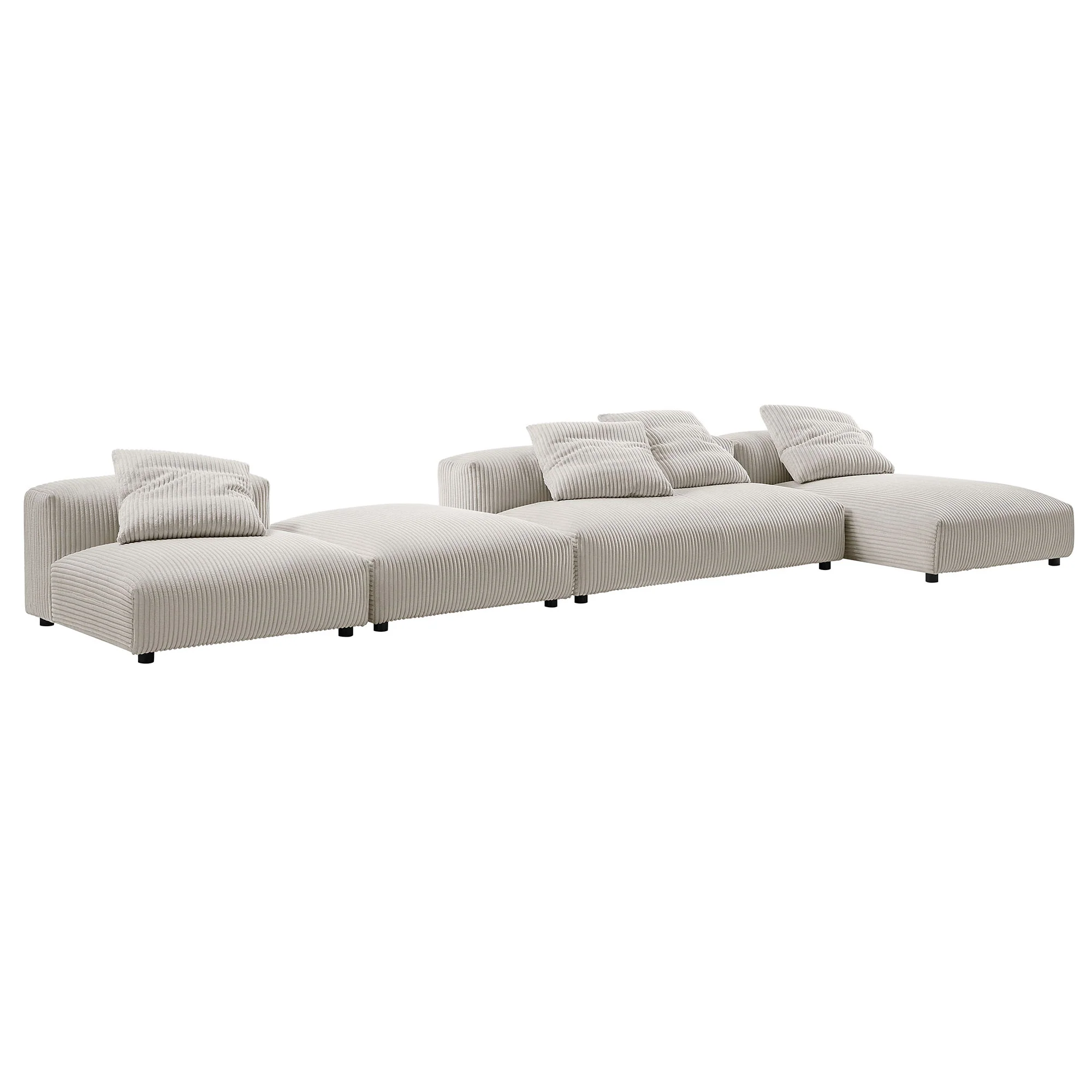 Solace 4-Piece Modular Corduroy Upholstered Sectional Sofa With Ottoman - Image 12
