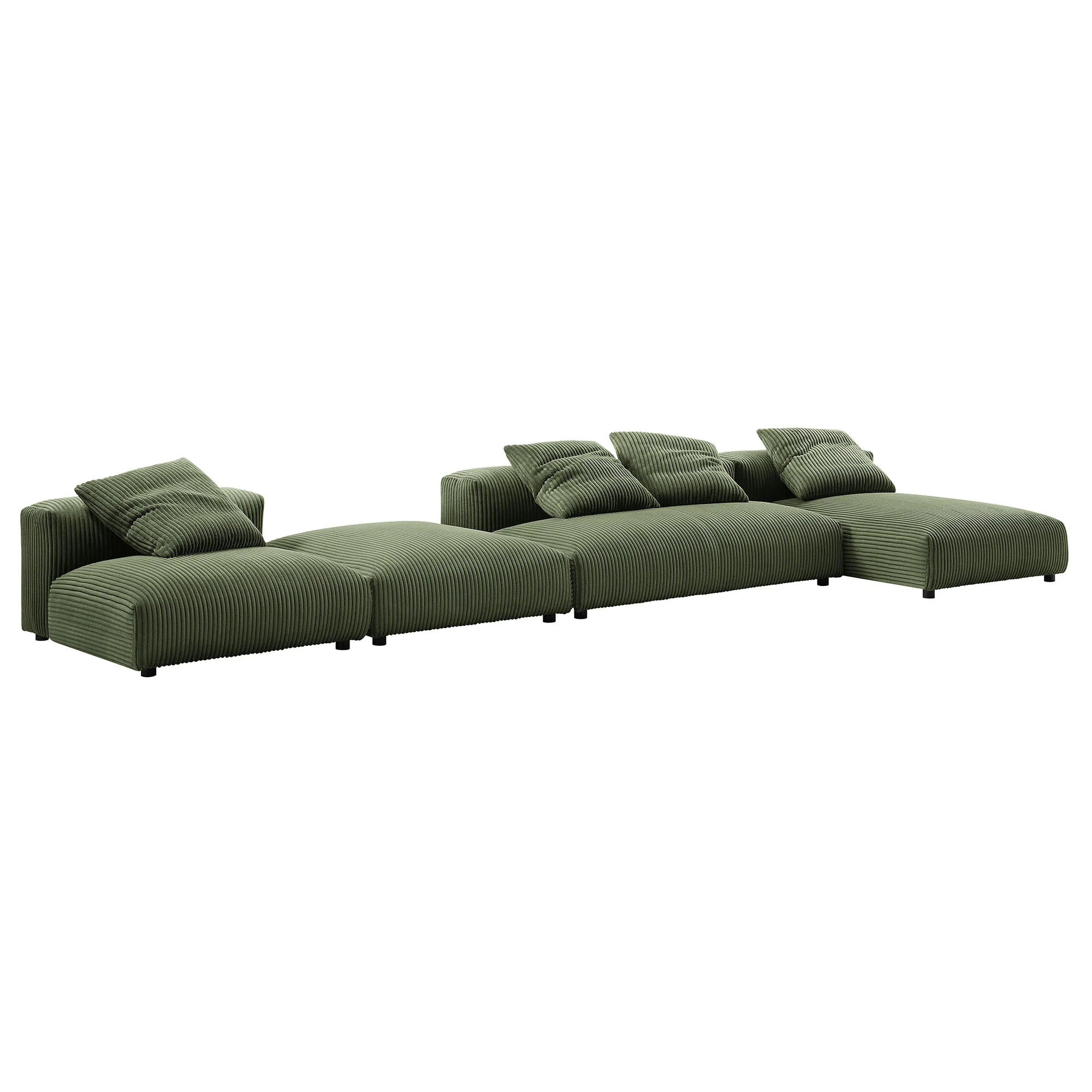 Solace 4-Piece Modular Corduroy Upholstered Sectional Sofa With Ottoman - Image 3