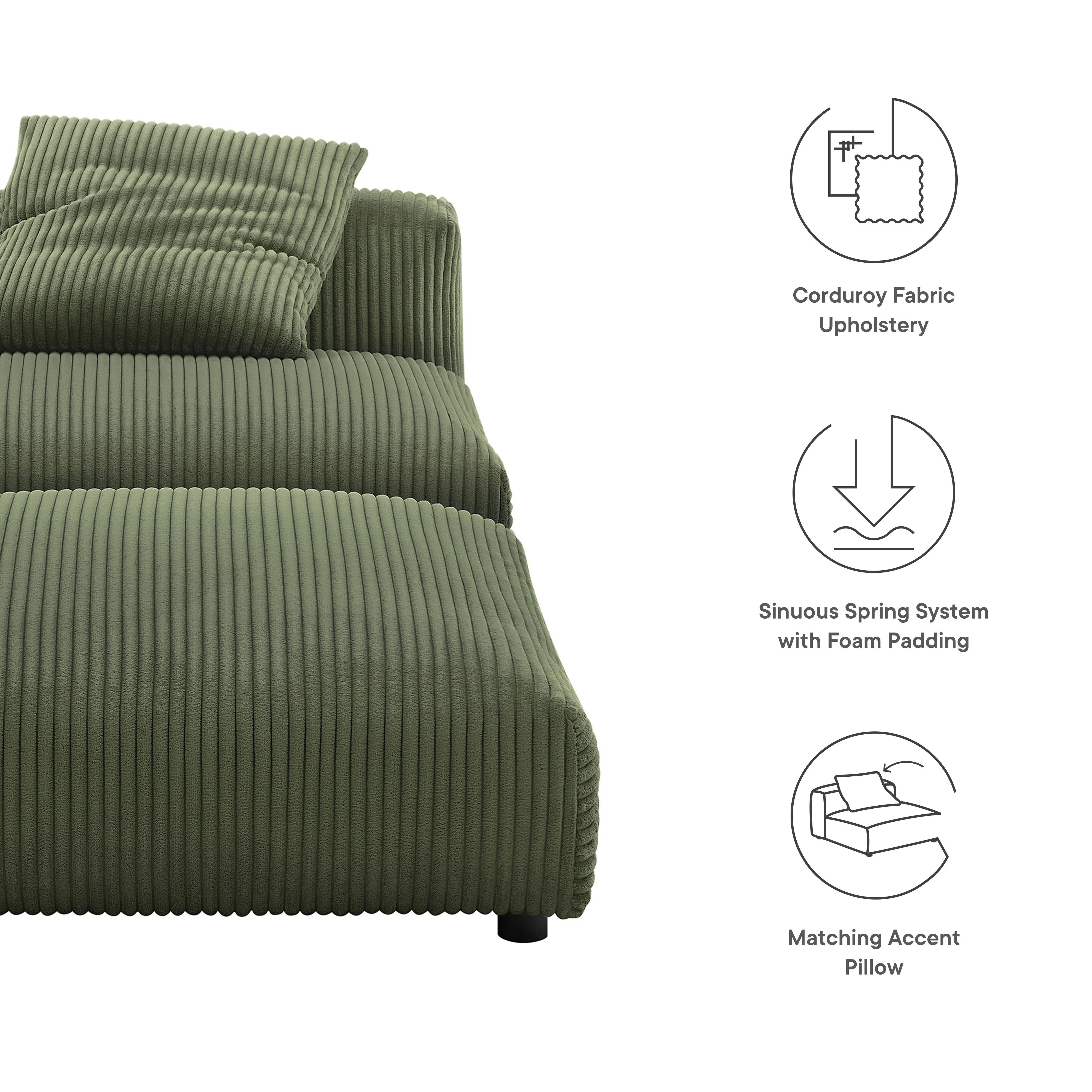 Solace Modular Corduroy Upholstered Armless Chair and Ottoman Set by Modway - Image 13