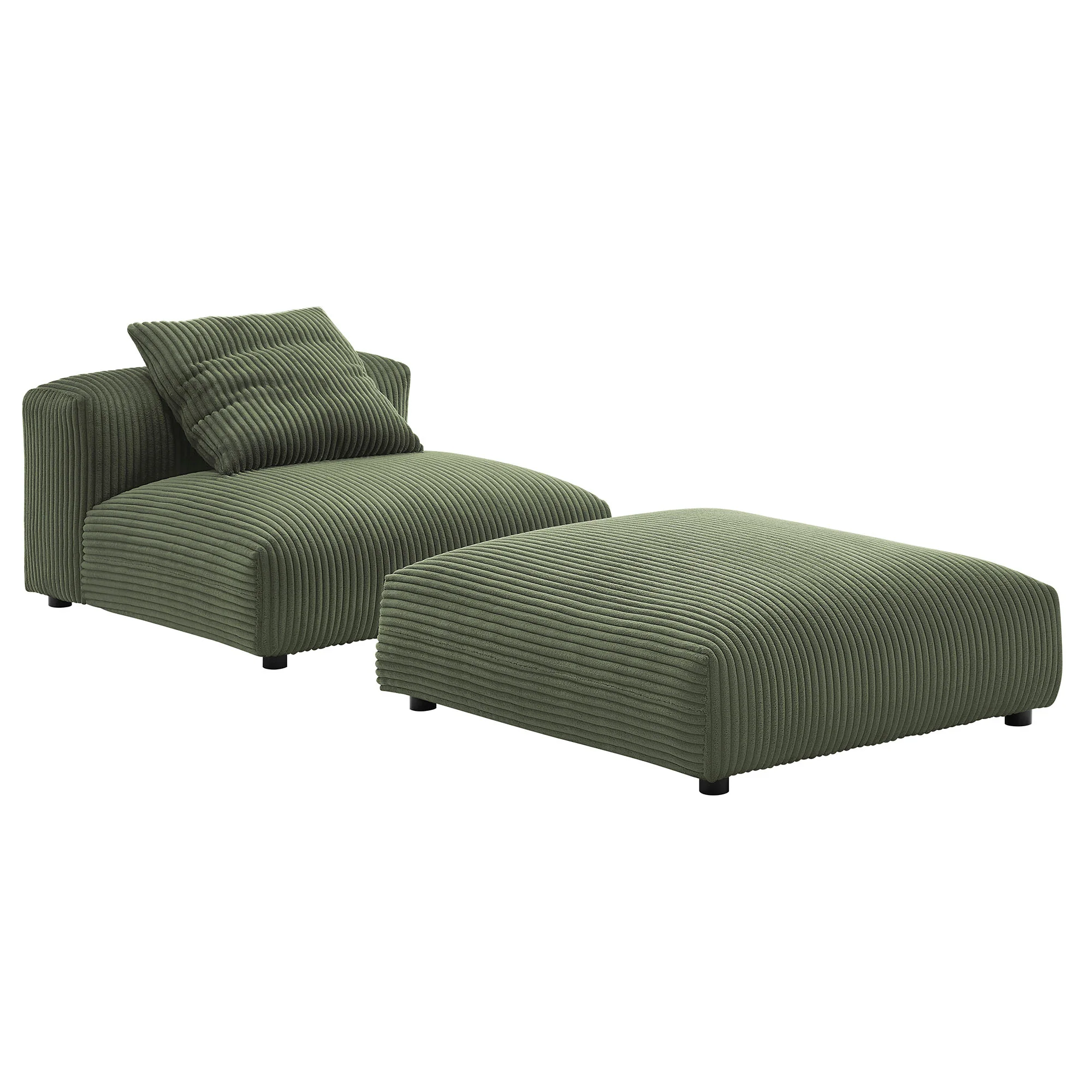 Solace Modular Corduroy Upholstered Armless Chair and Ottoman Set by Modway - Image 14