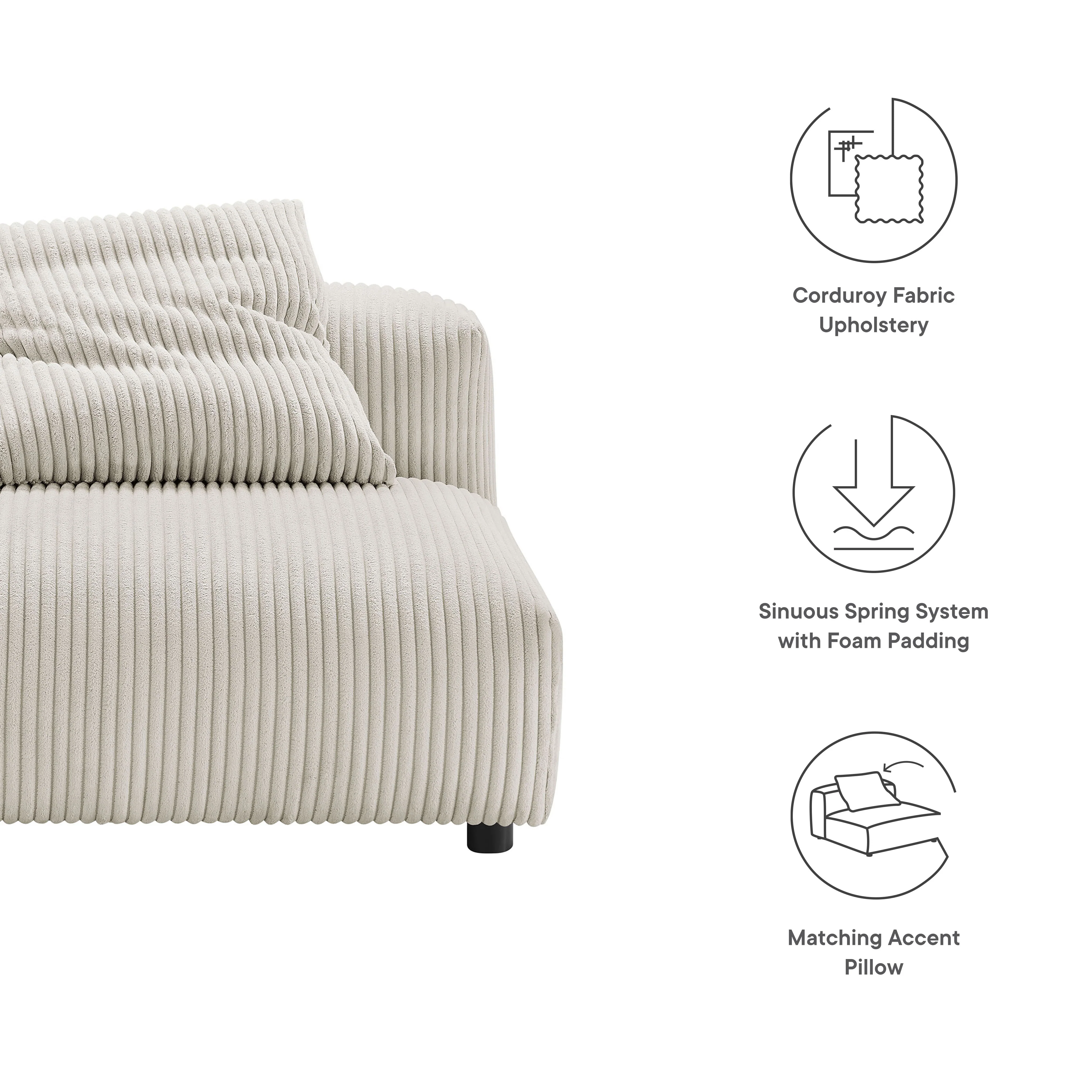 Solace Modular Corduroy Upholstered Armless Chair - Image 12