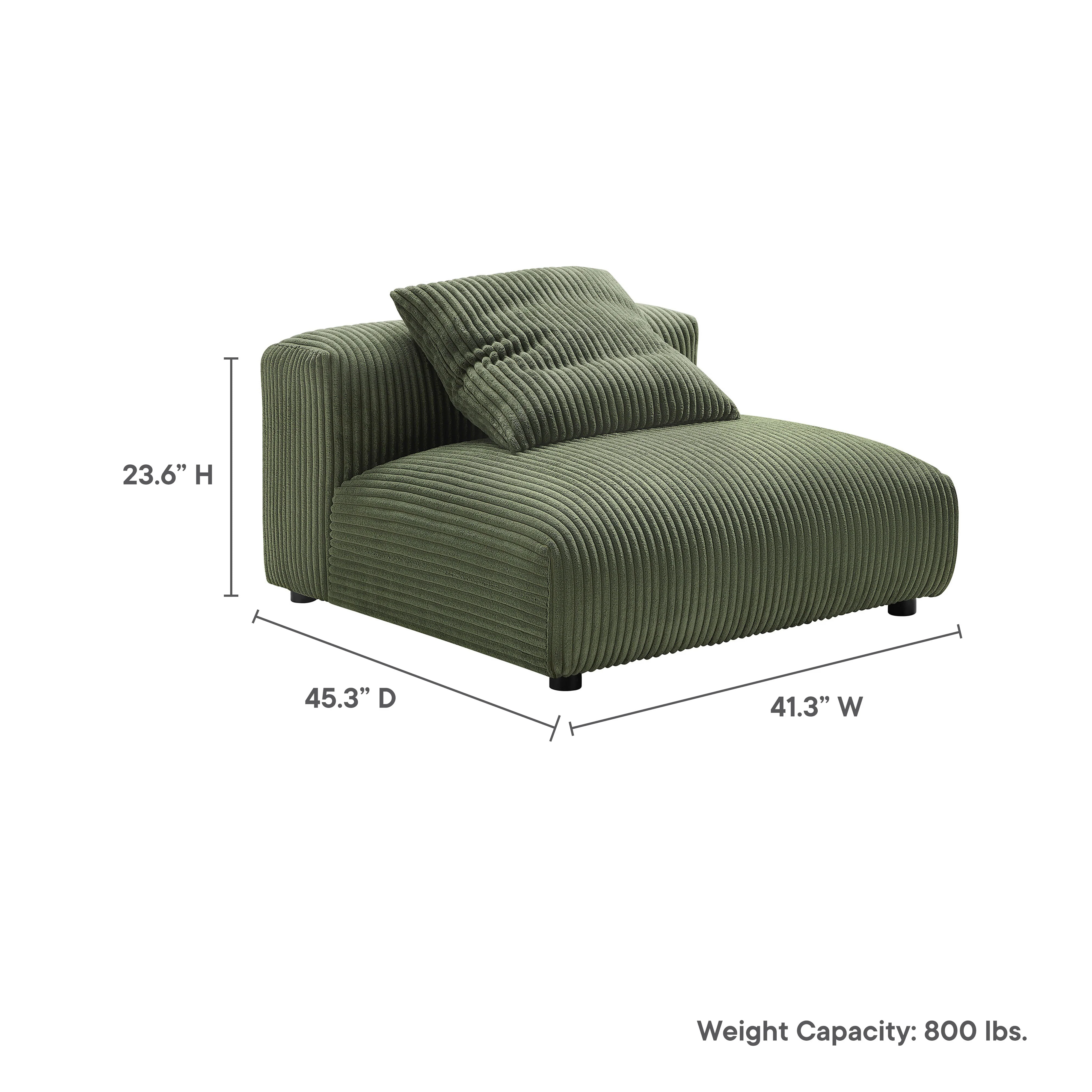 Solace Modular Corduroy Upholstered Armless Chair - Image 2