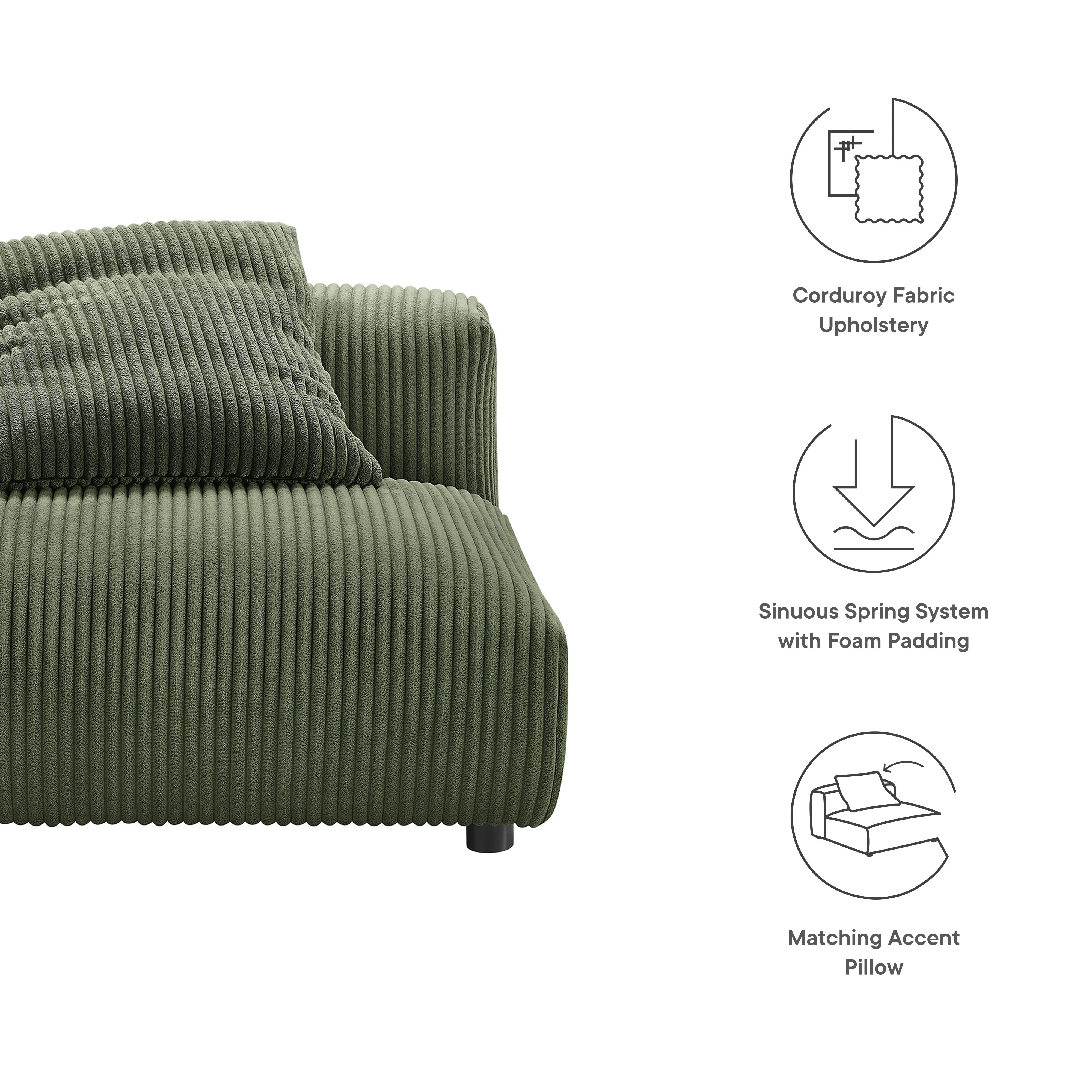 Solace Modular Corduroy Upholstered Armless Chair - Image 3