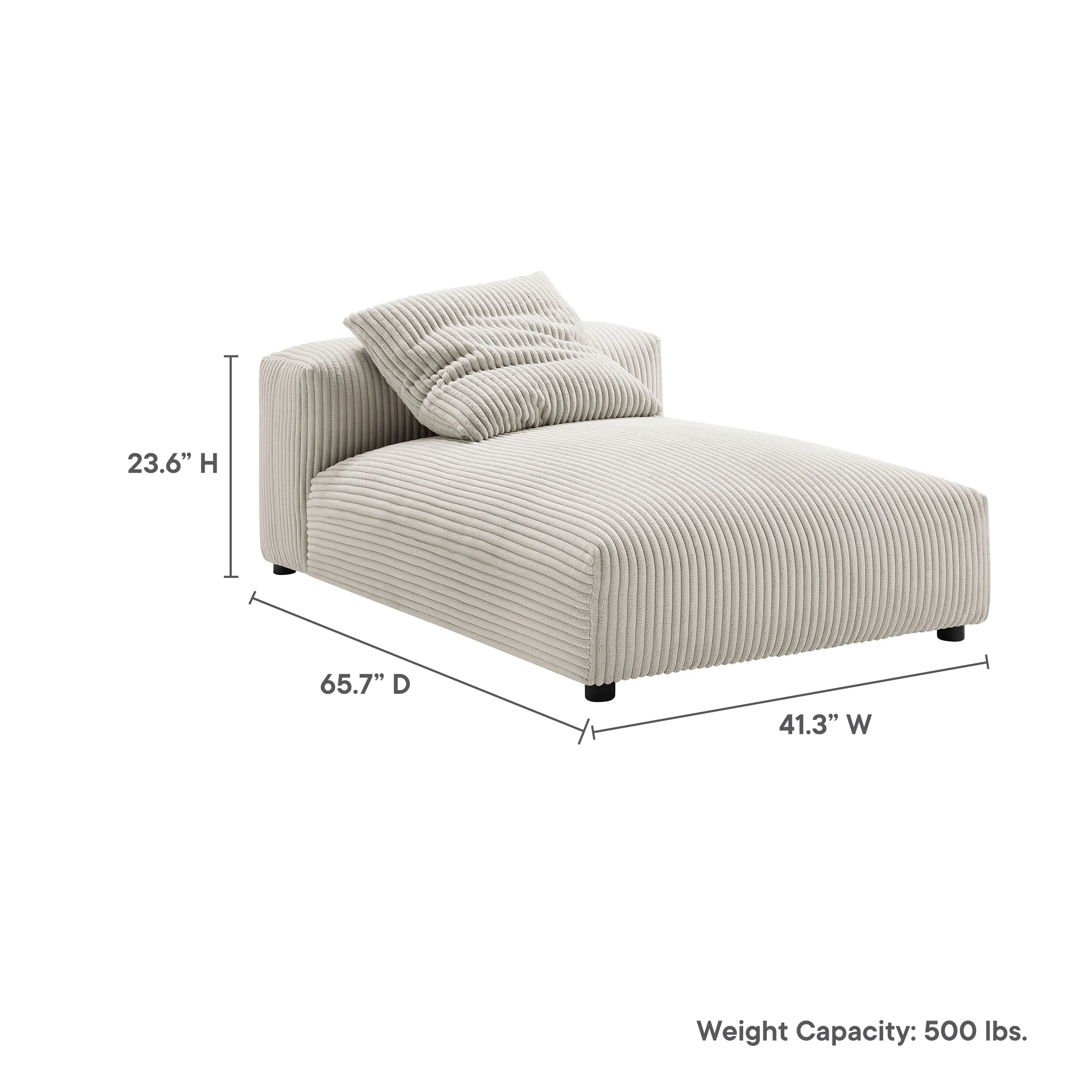 Solace Modular Corduroy Upholstered Armless Chaise Lounge - Image 13