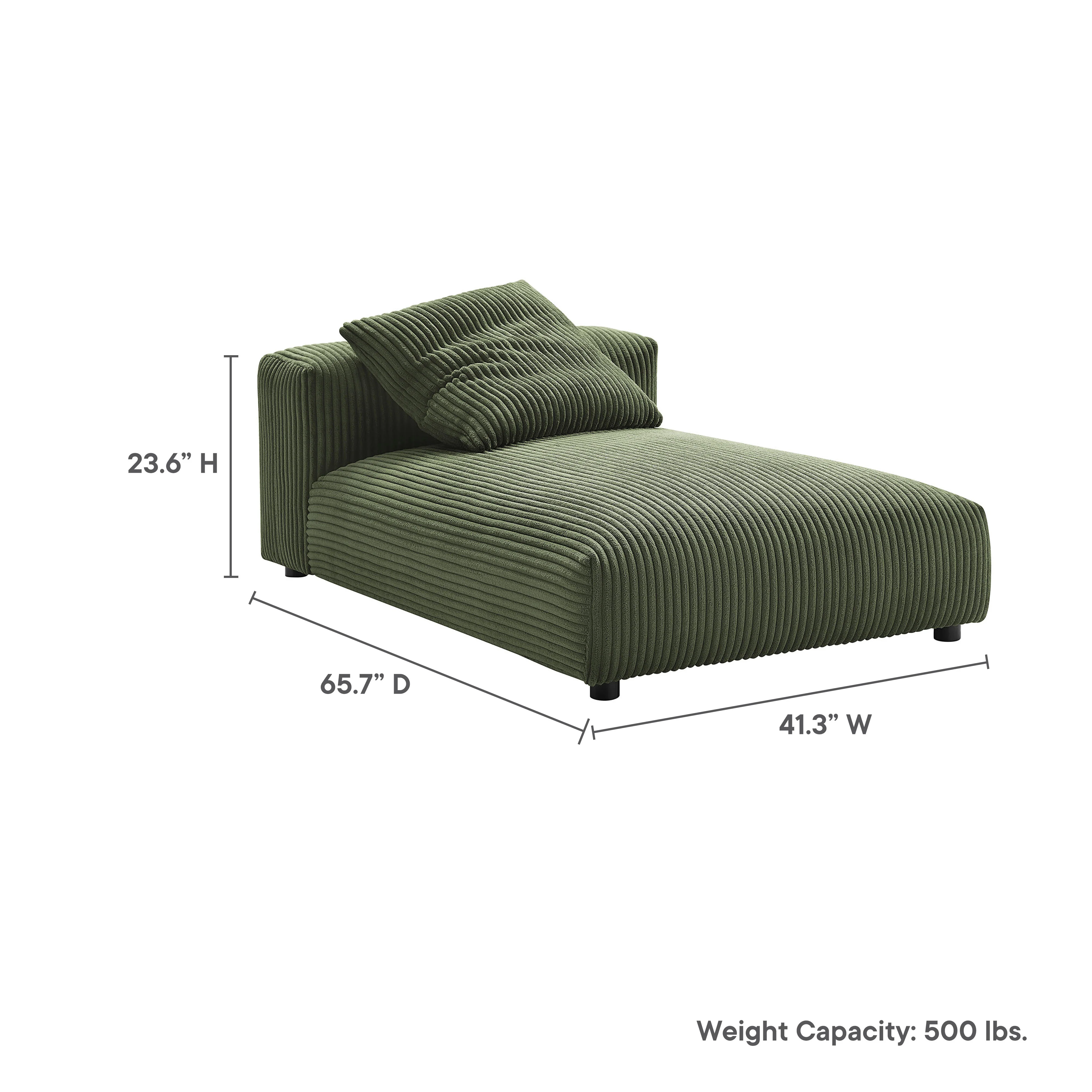Solace Modular Corduroy Upholstered Armless Chaise Lounge - Image 2