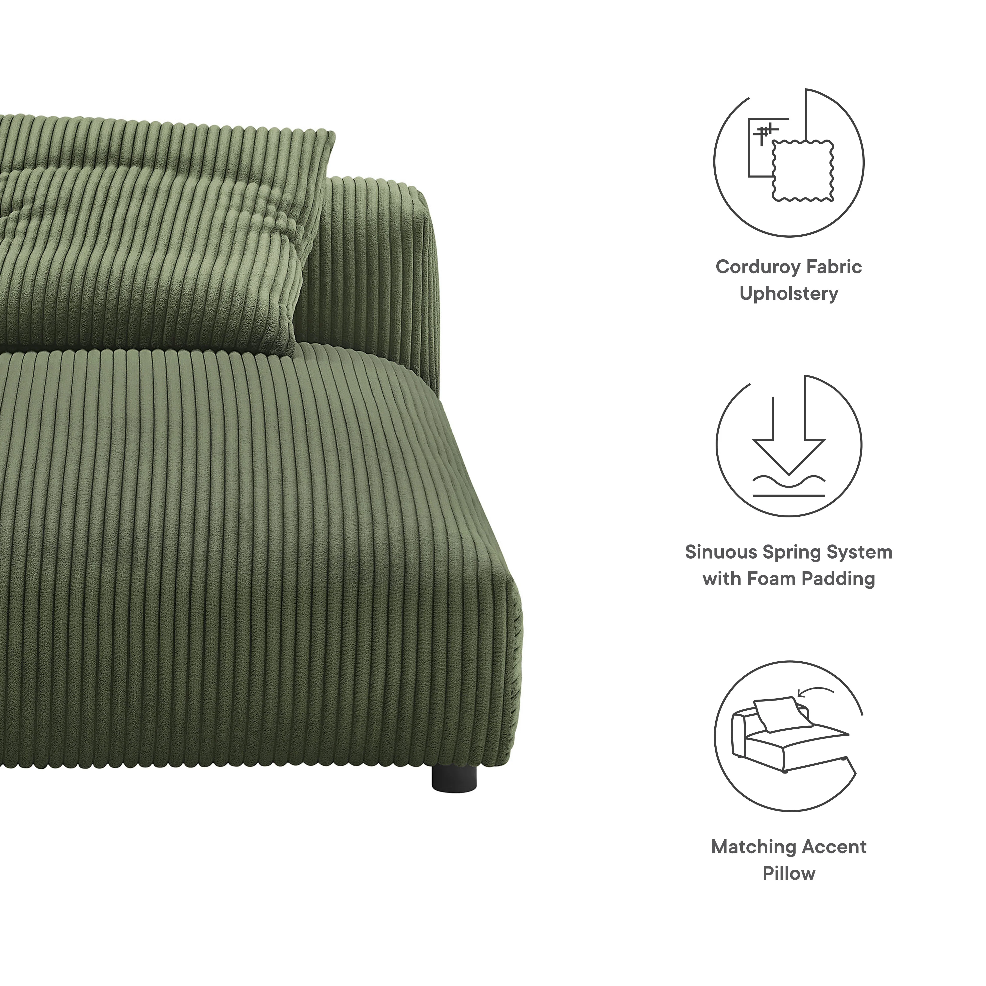 Solace Modular Corduroy Upholstered Armless Chaise Lounge - Image 3