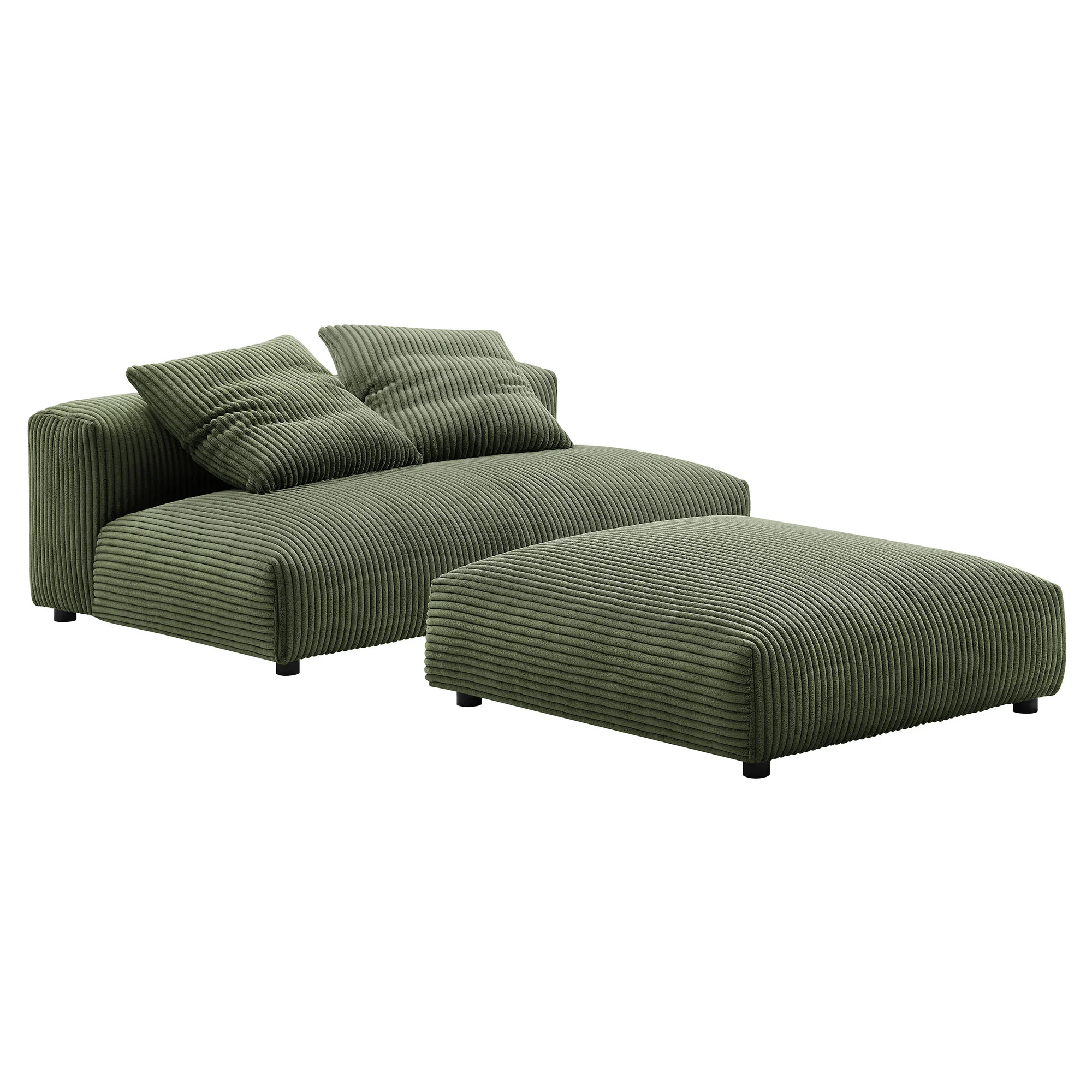 Solace Modular Corduroy Upholstered Armless Loveseat and Ottoman Set - Image 14