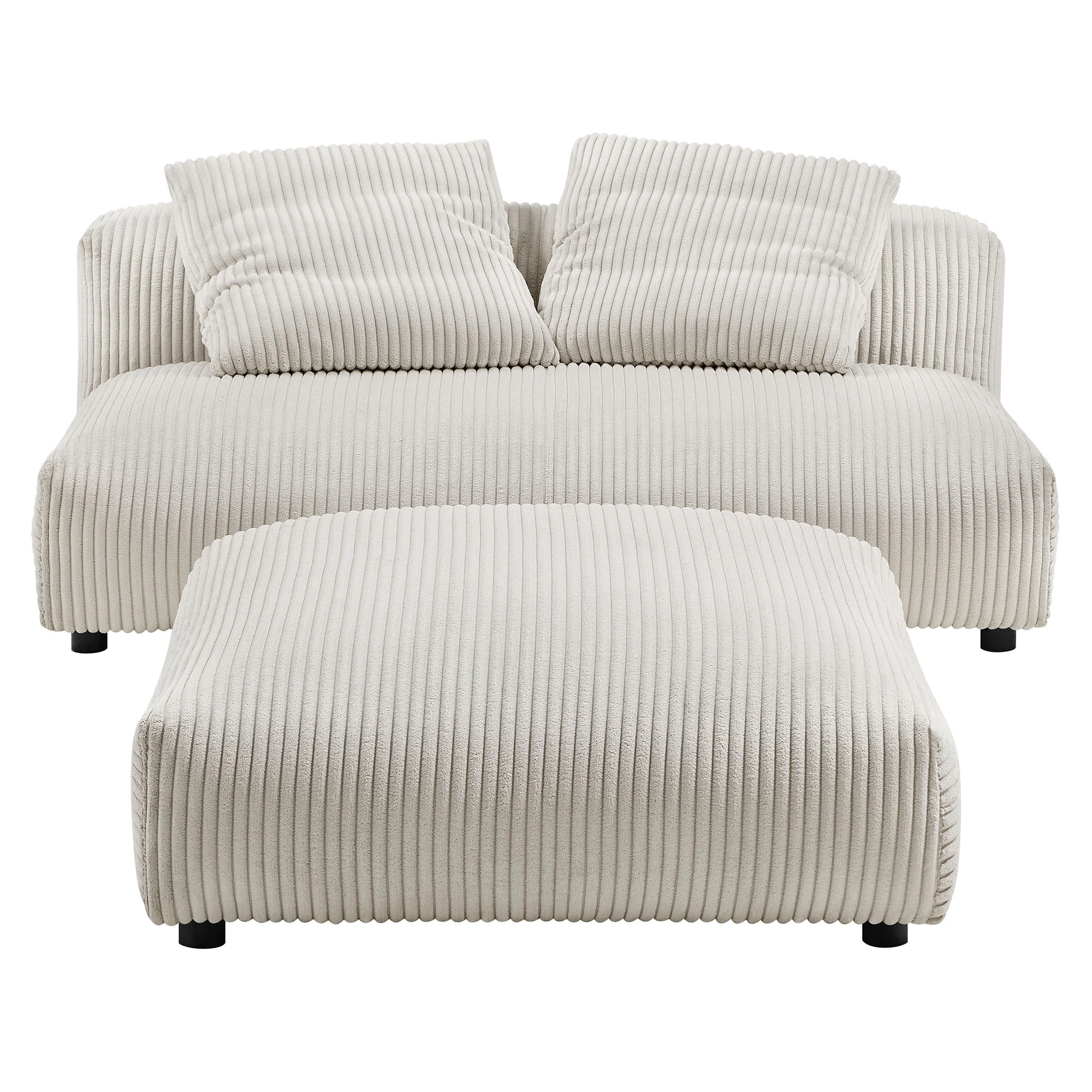 Solace Modular Corduroy Upholstered Armless Loveseat and Ottoman Set - Image 6