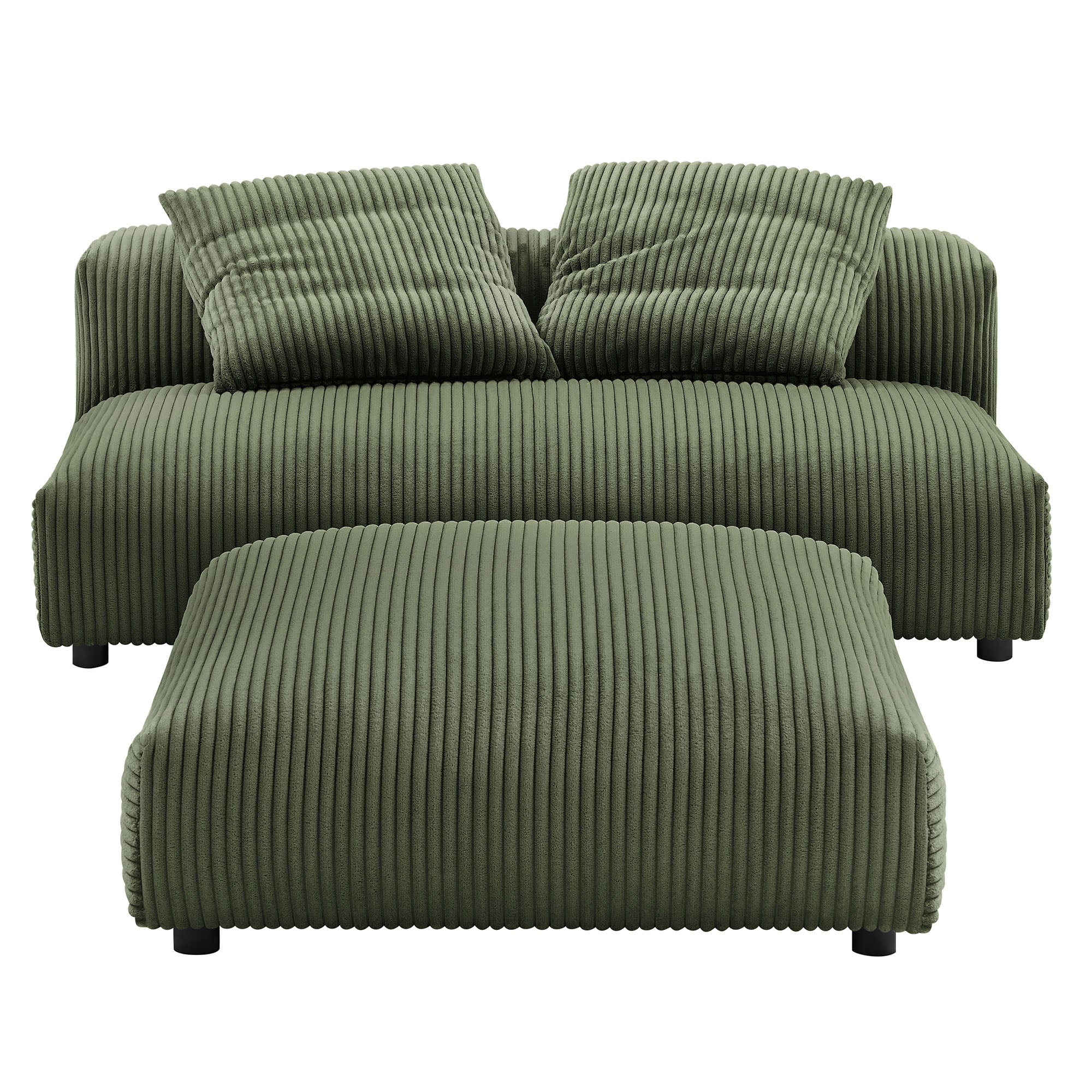 Solace Modular Corduroy Upholstered Armless Loveseat and Ottoman Set - Image 9