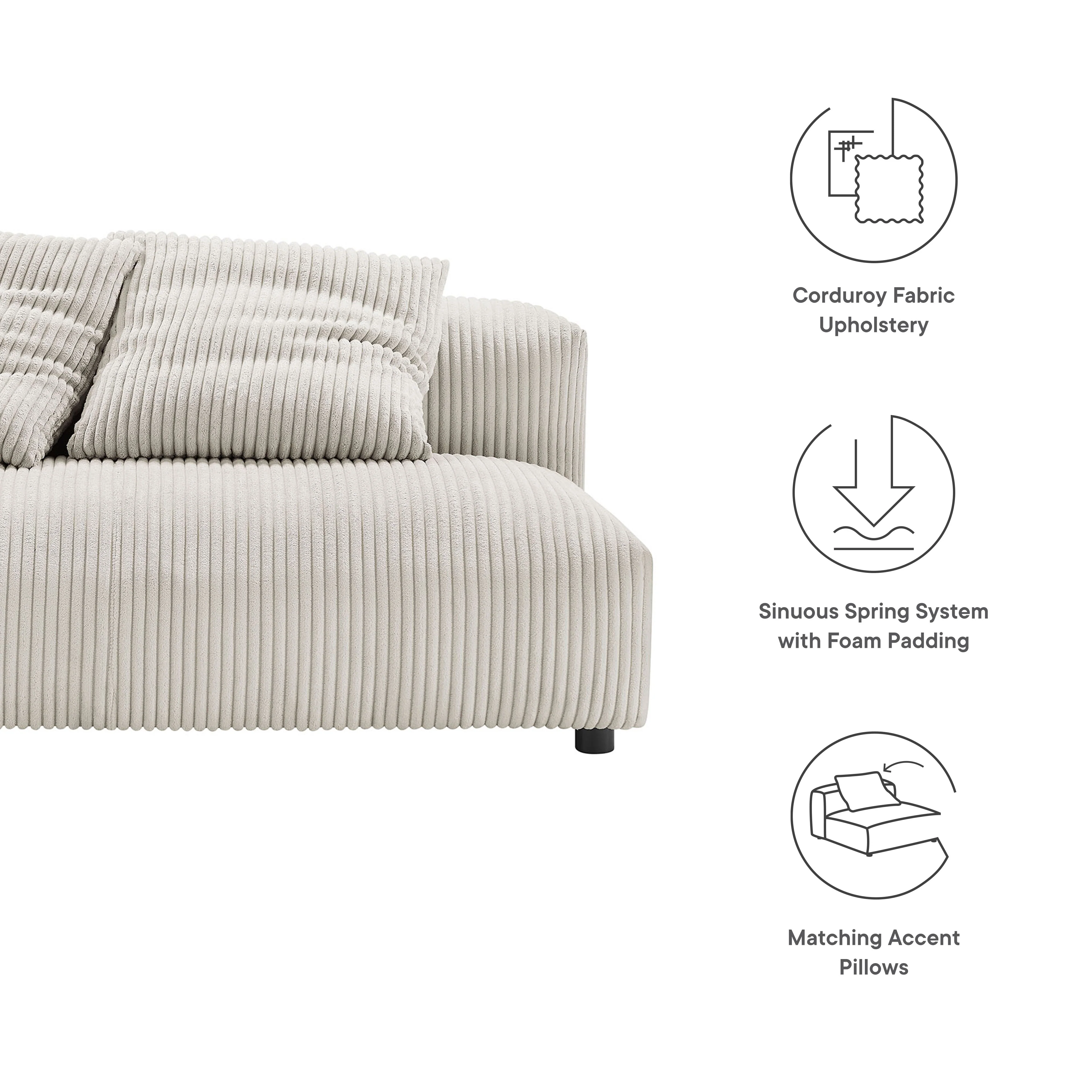 Solace Modular Corduroy Upholstered Armless Loveseat by Modway - Image 12