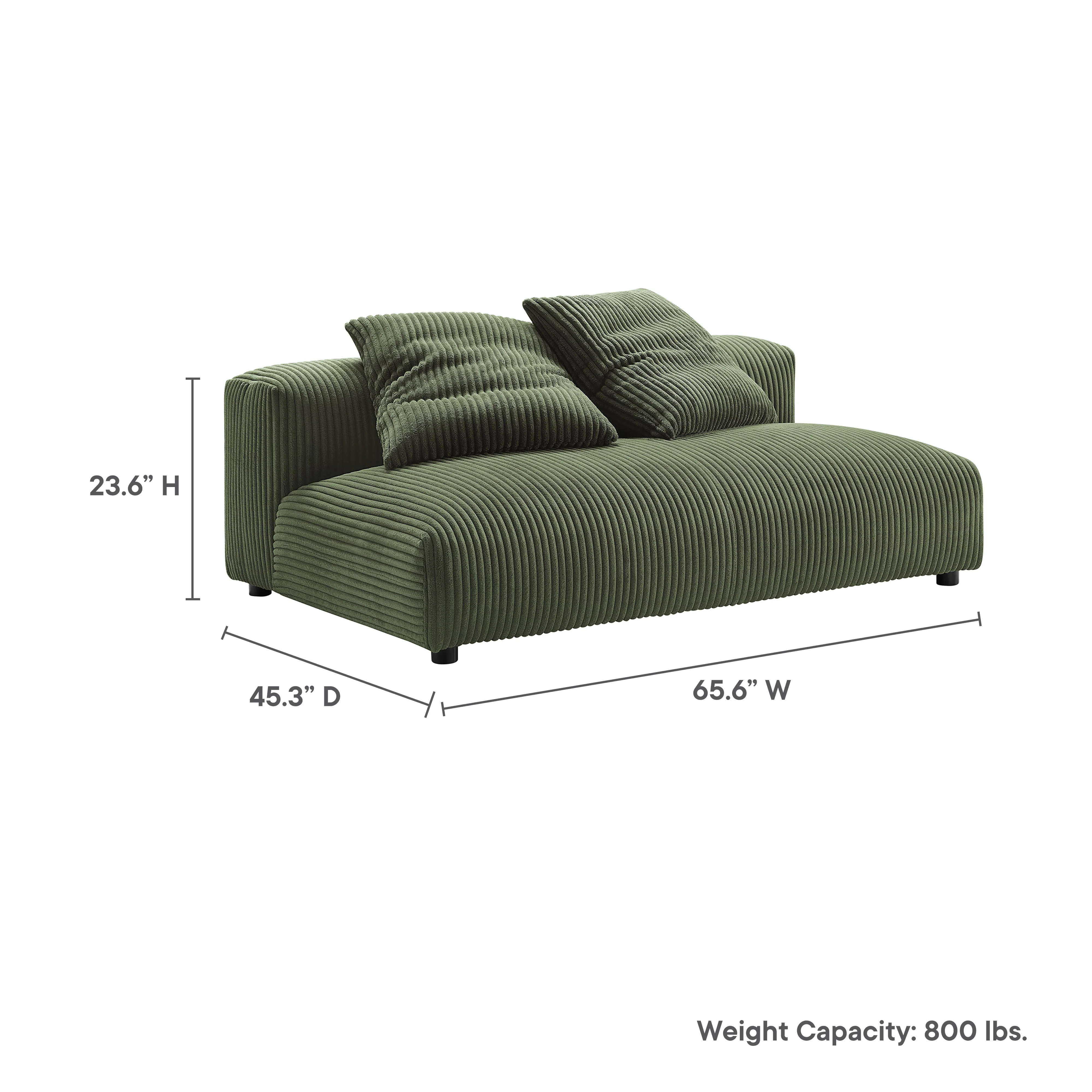 Solace Modular Corduroy Upholstered Armless Loveseat by Modway - Image 2