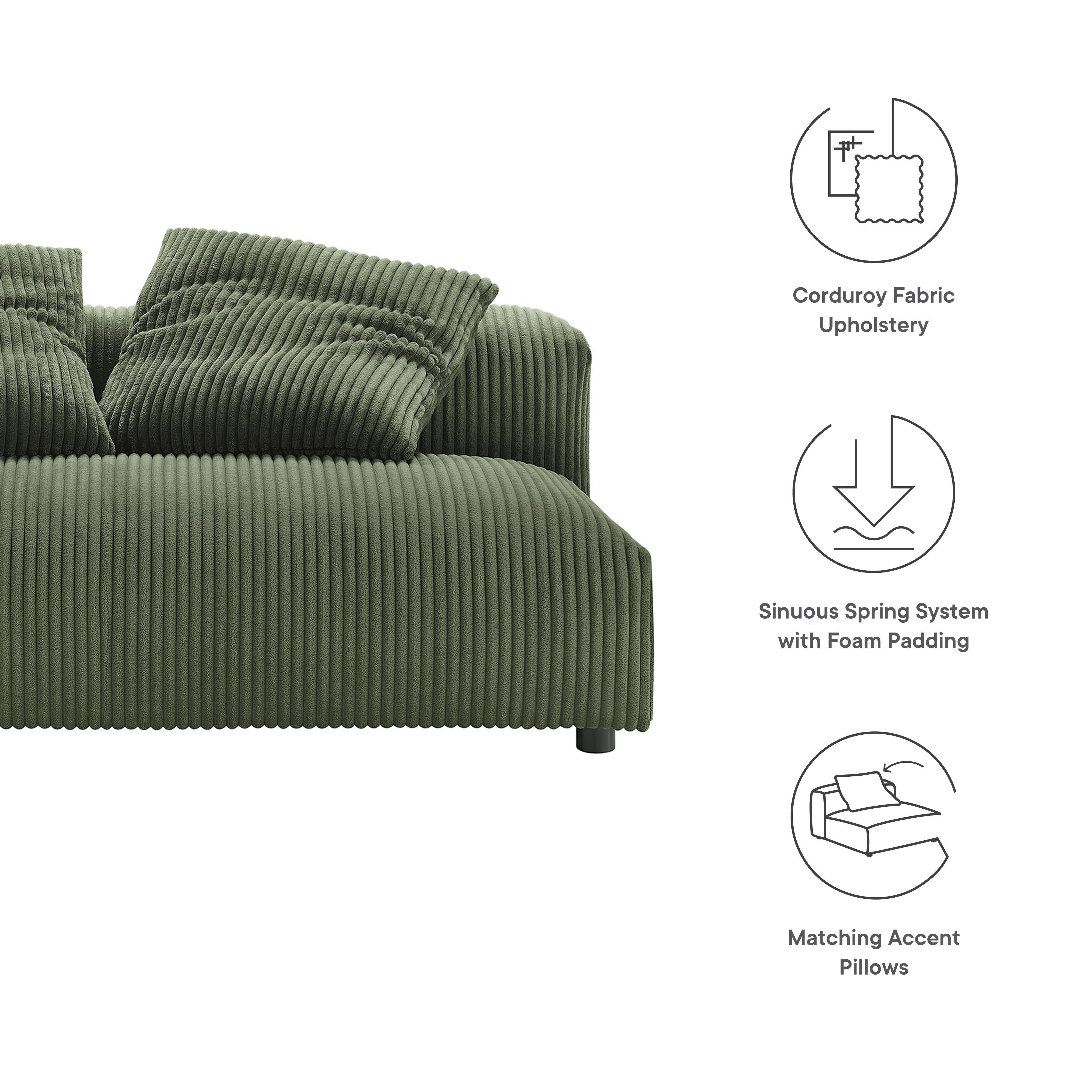 Solace Modular Corduroy Upholstered Armless Loveseat by Modway - Image 3