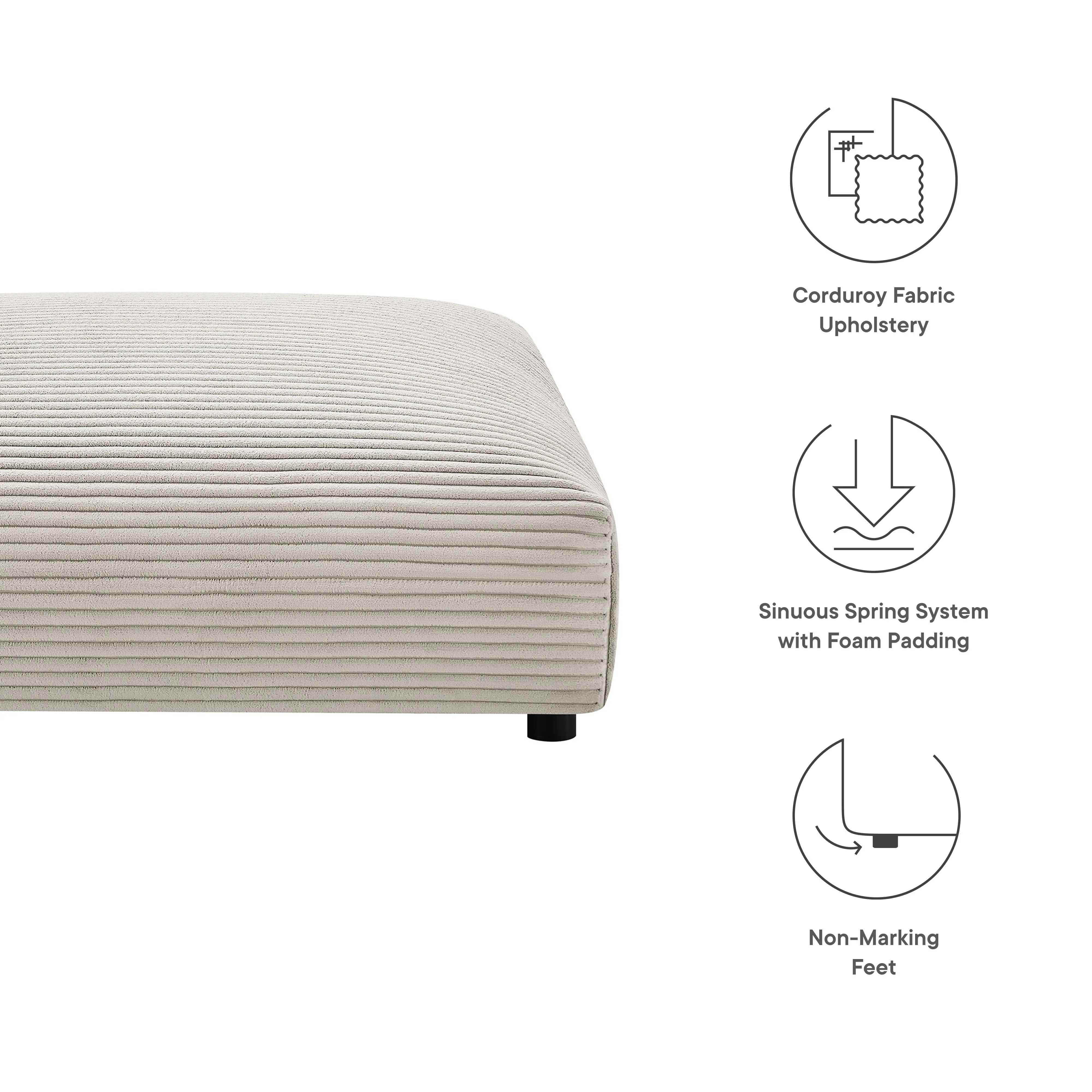 Solace Modular Corduroy Upholstered Ottoman by Modway - Image 12