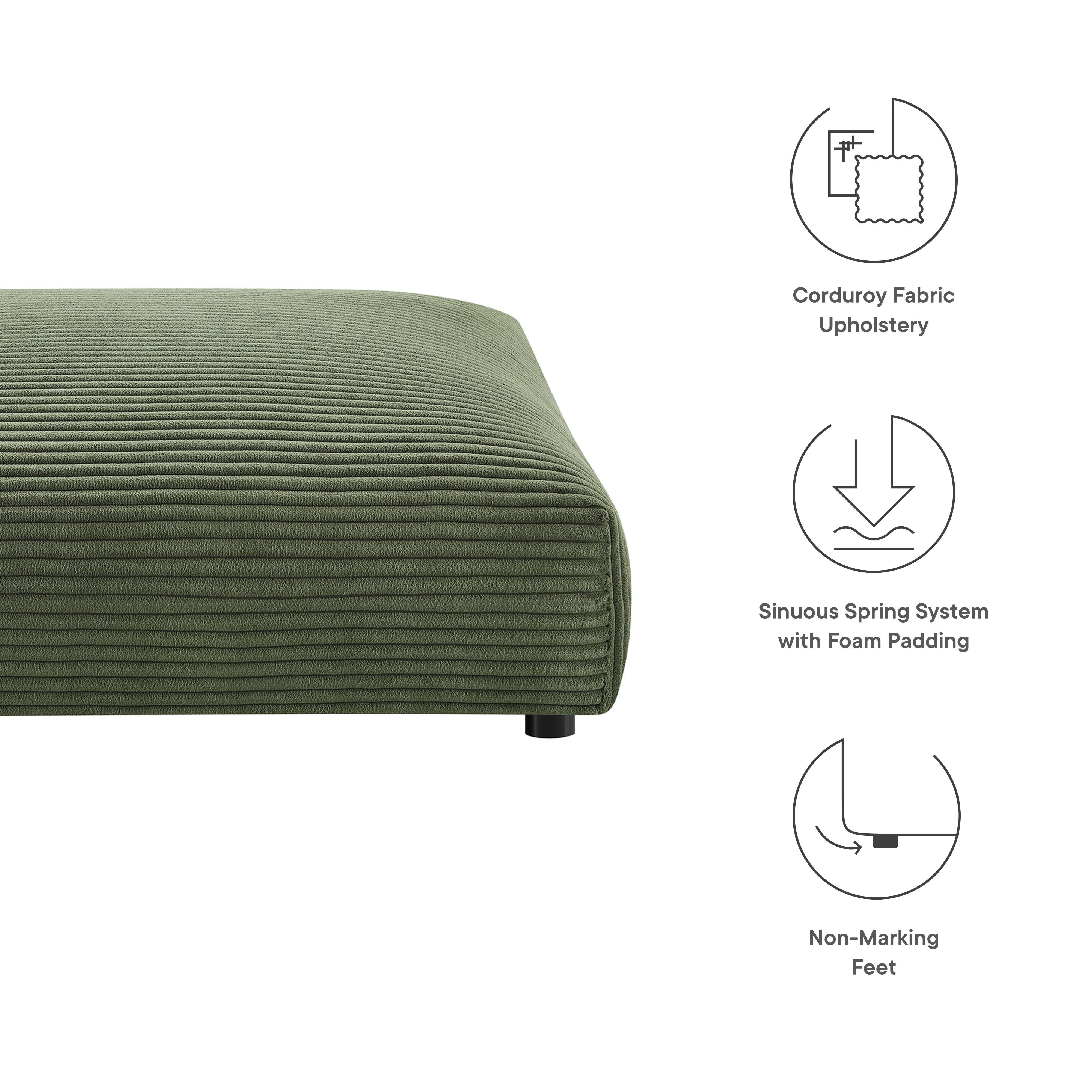 Solace Modular Corduroy Upholstered Ottoman by Modway - Image 3