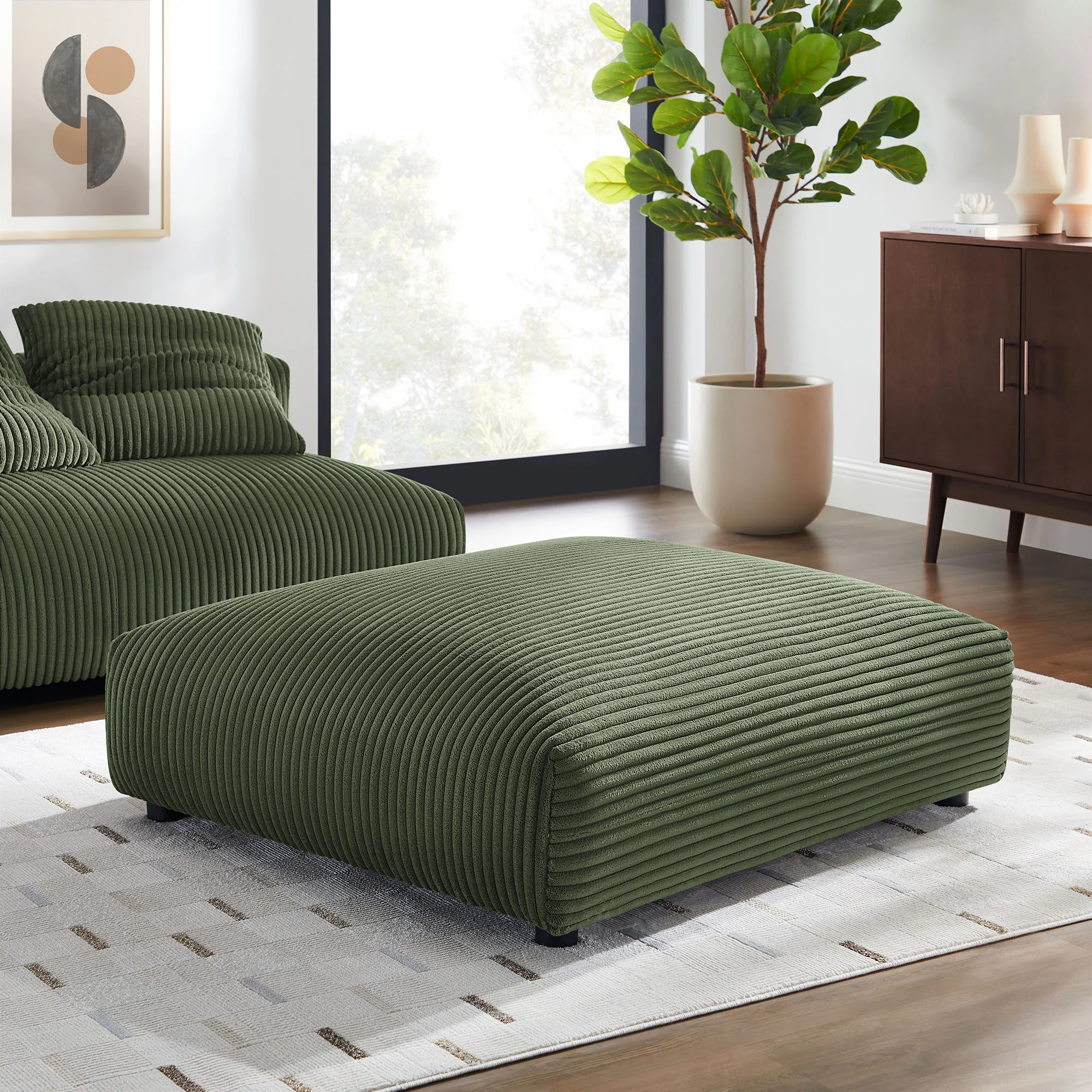 Solace Modular Corduroy Upholstered Ottoman by Modway - Image 6