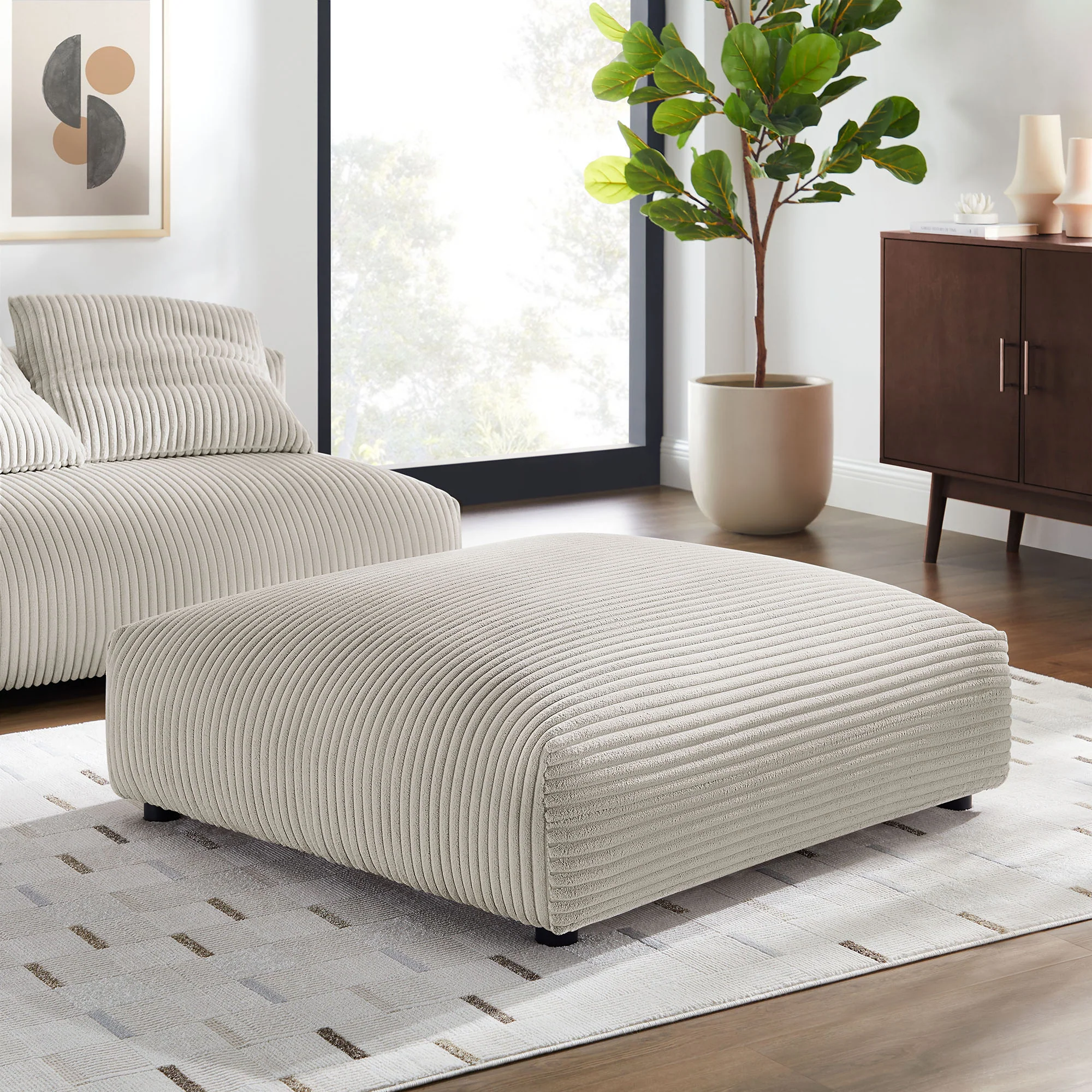 Solace Modular Corduroy Upholstered Ottoman by Modway - Image 9