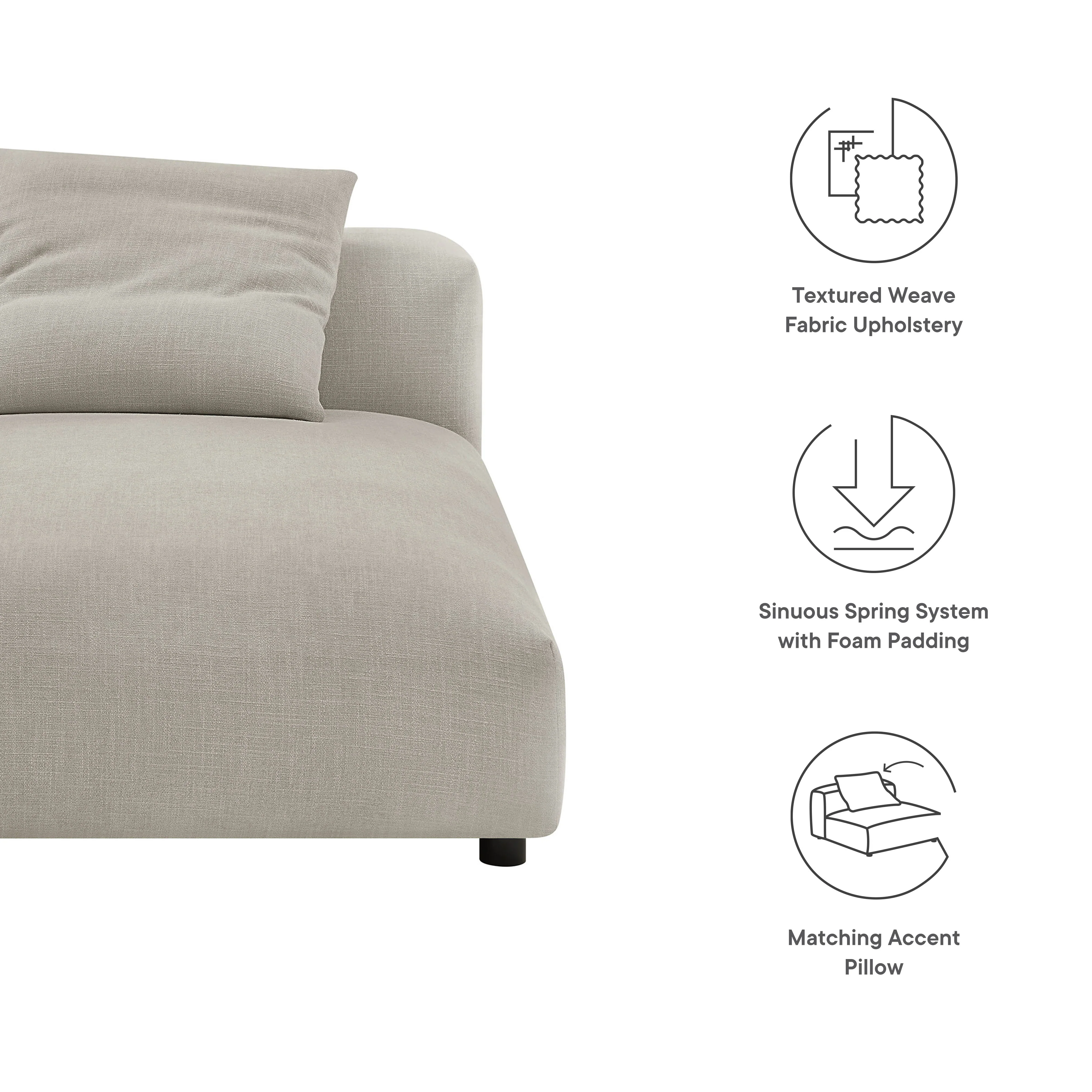 Solace Modular Upholstered Fabric Armless Chaise Lounge - Image 16